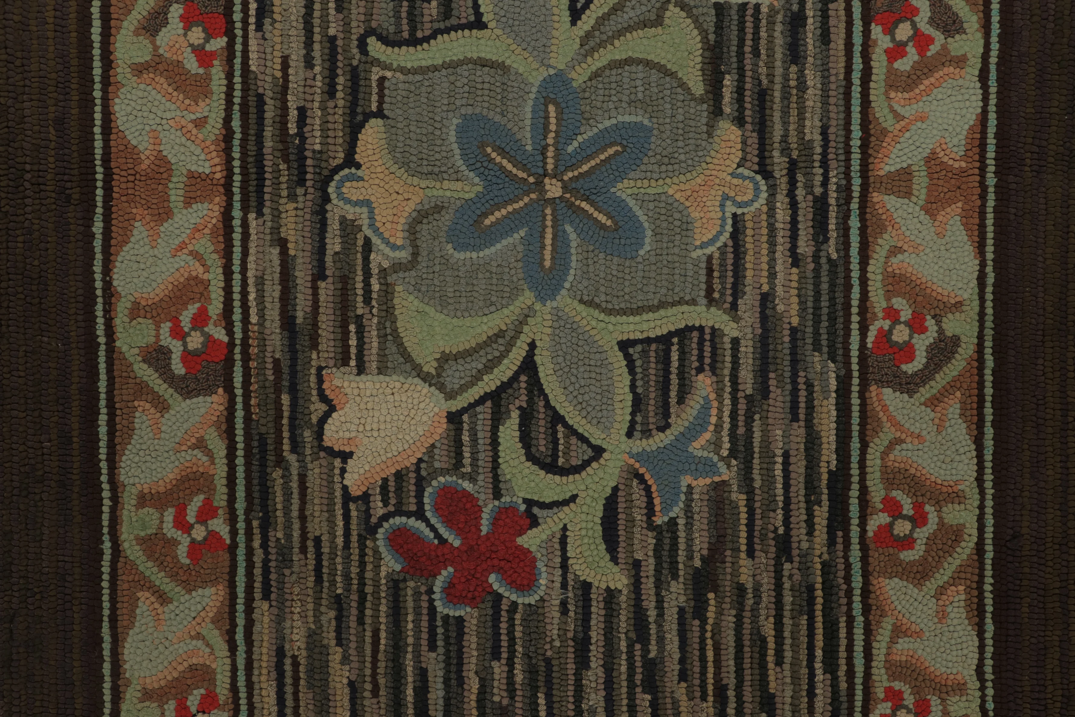 Antique Hooked Floral Rug