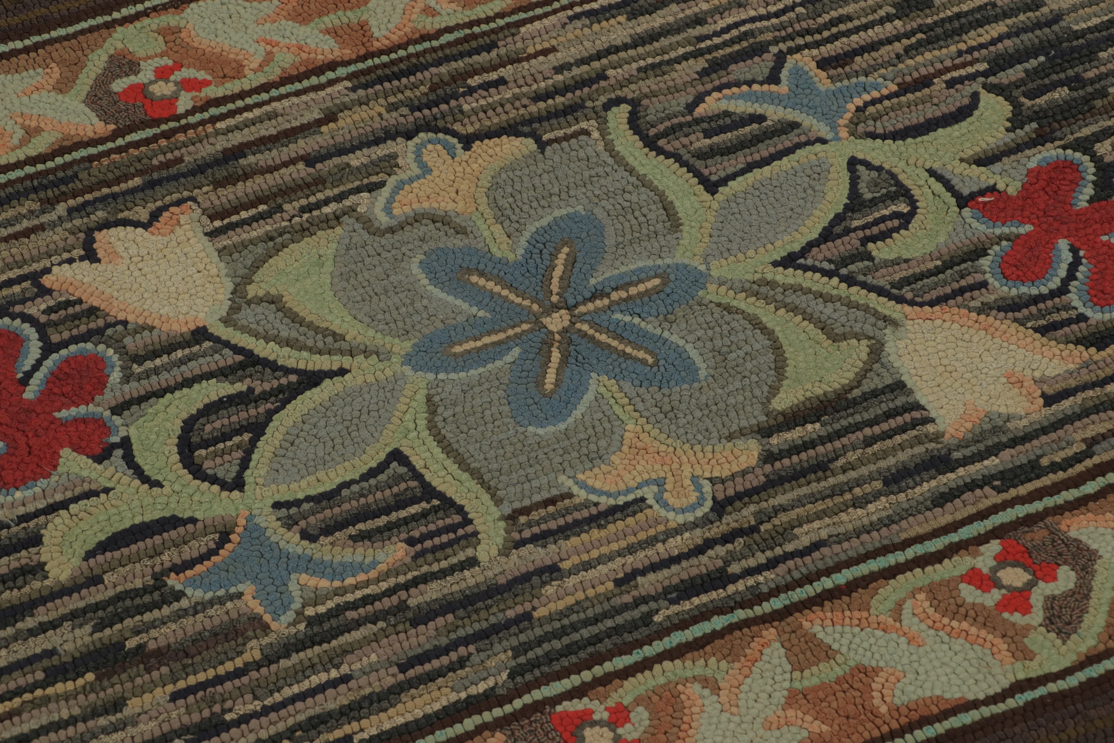 Antique Hooked Floral Rug