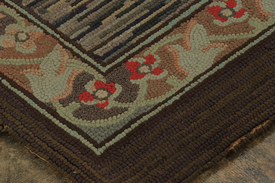 Antique Hooked Floral Rug