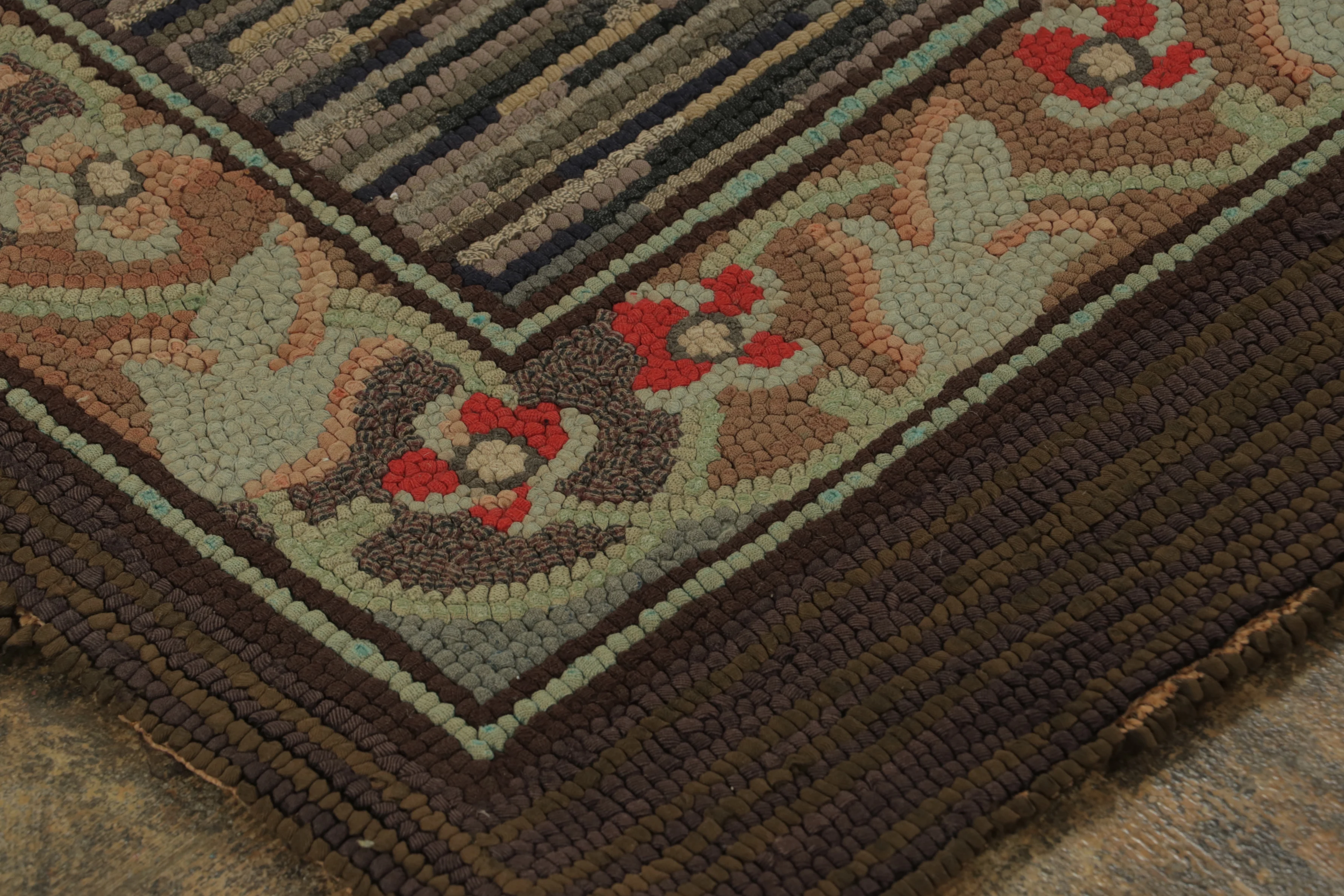 Antique Hooked Floral Rug
