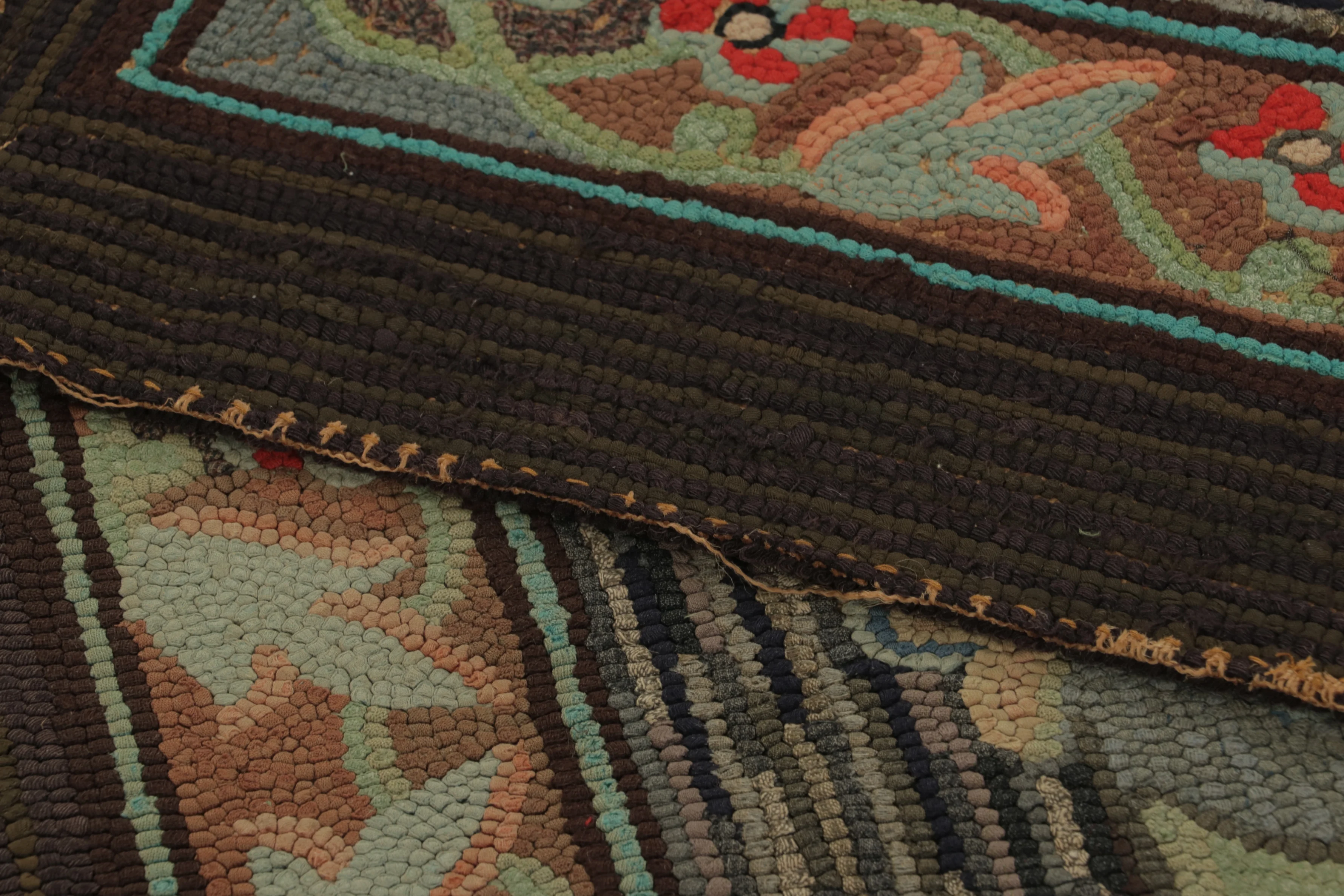 Antique Hooked Floral Rug