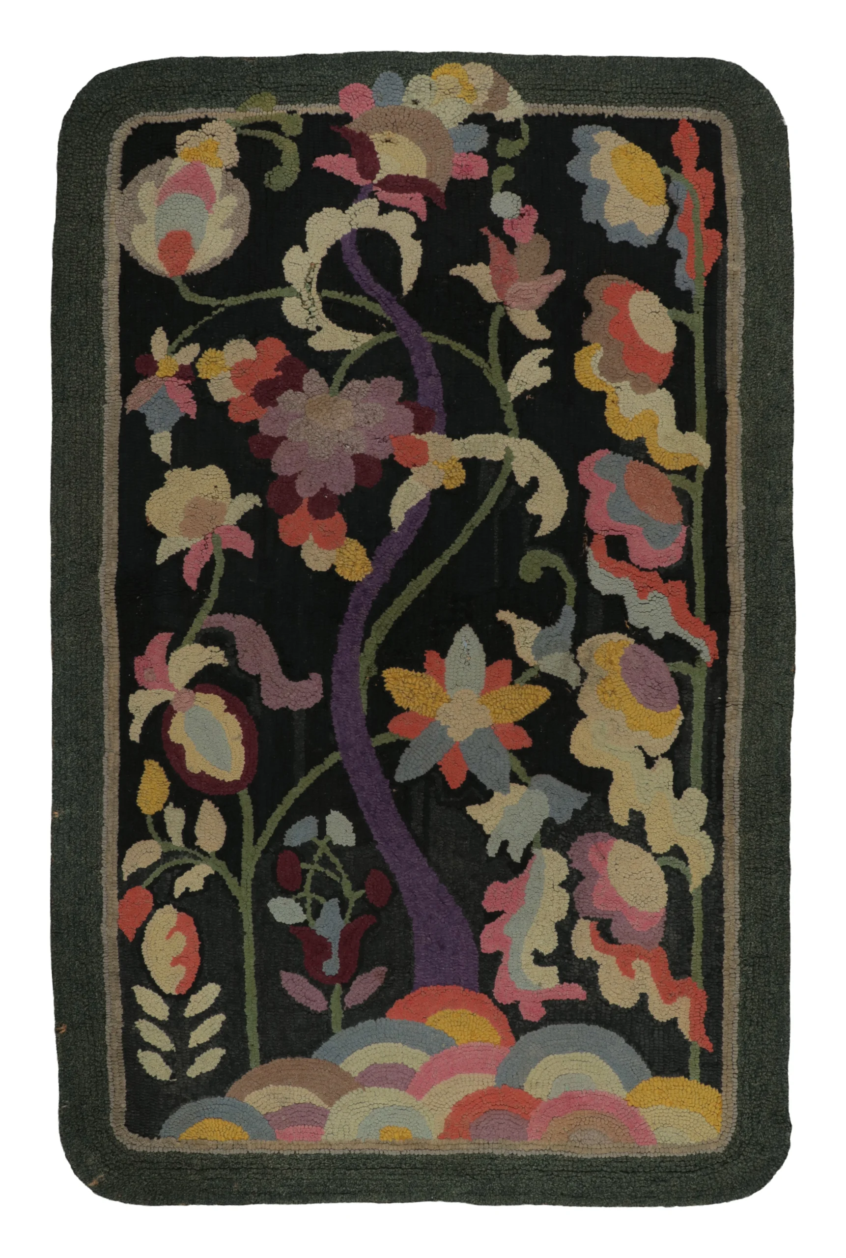 Antique Hooked Floral Rug
