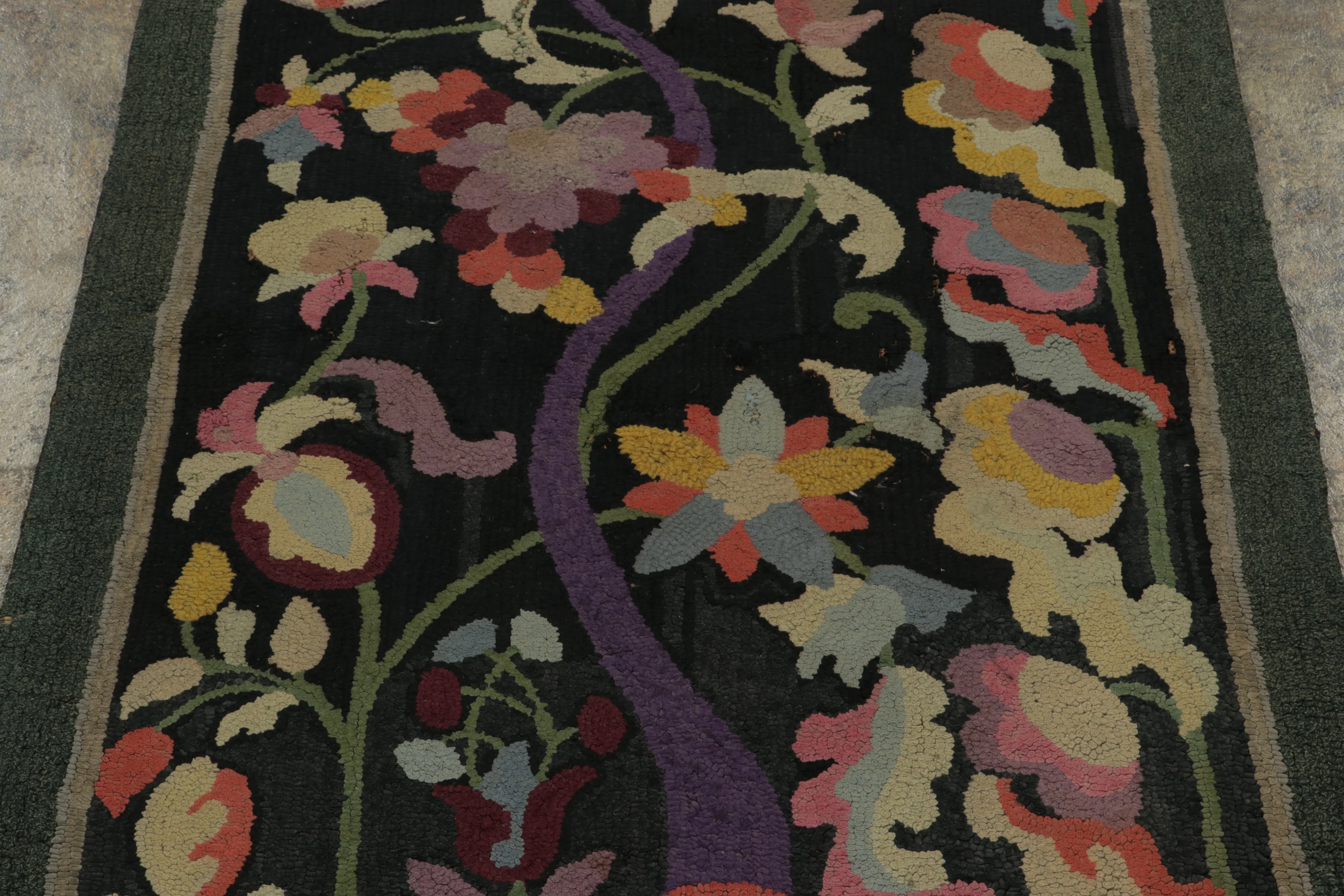 Antique Hooked Floral Rug