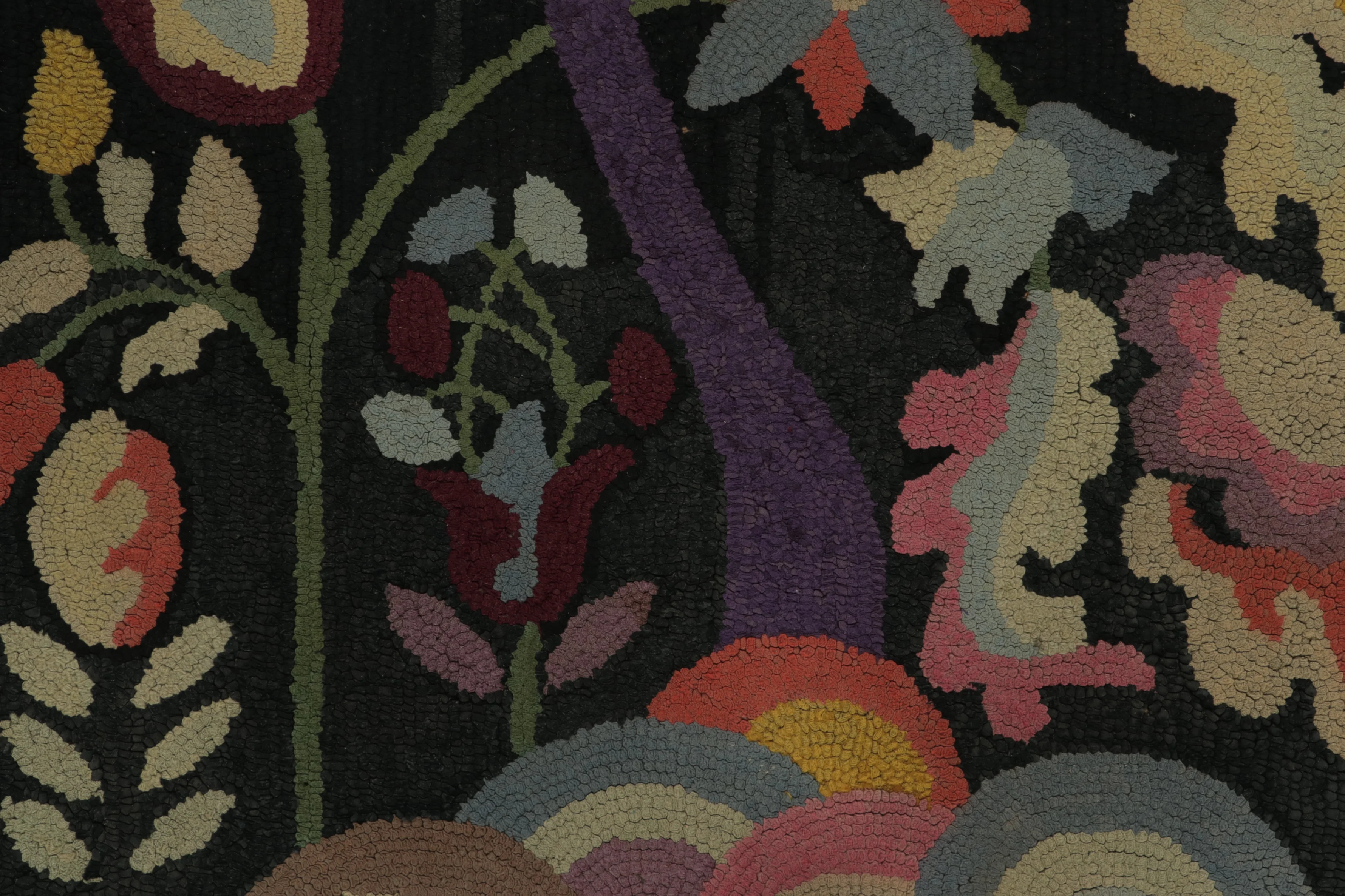 Antique Hooked Floral Rug