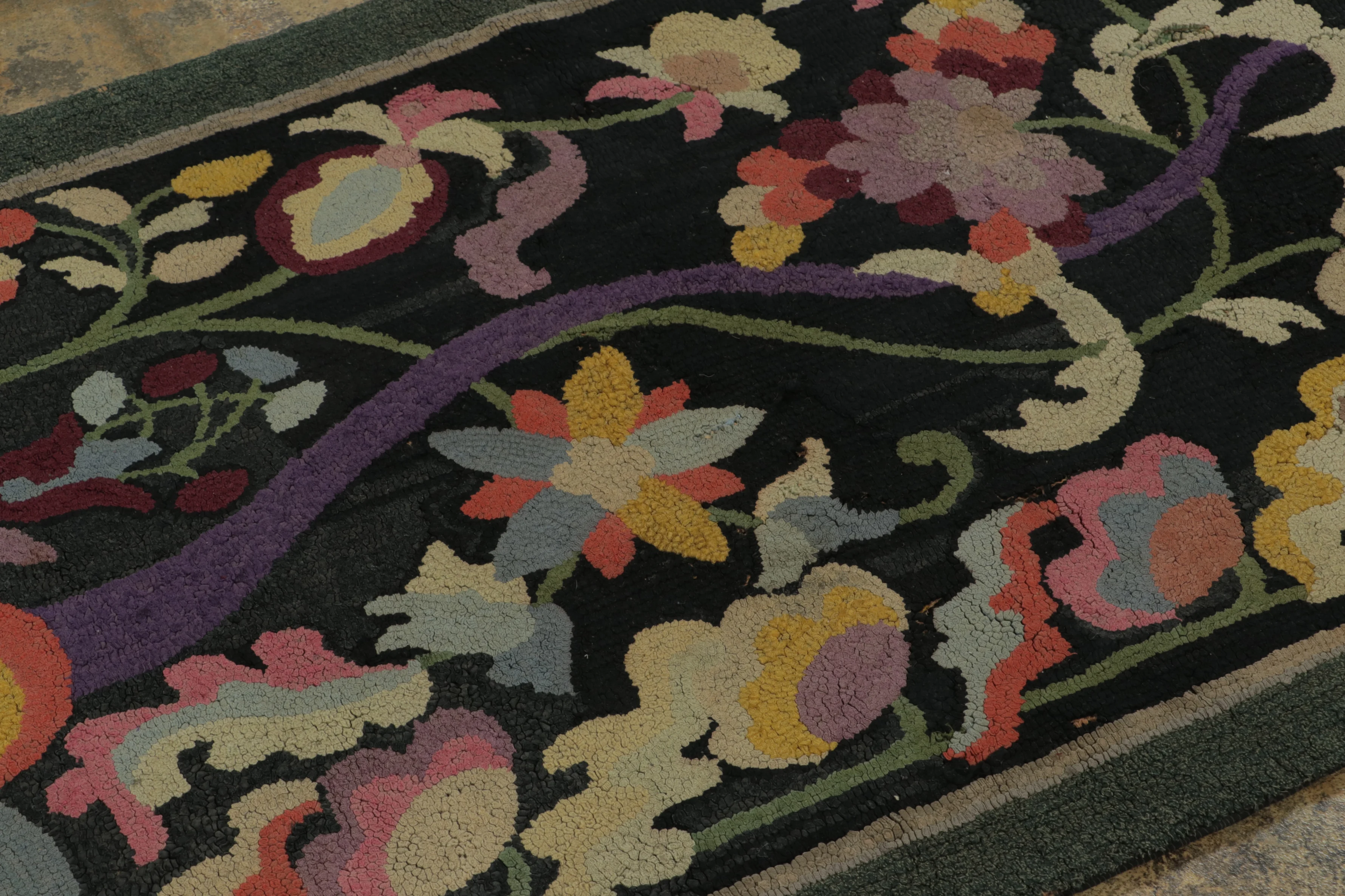 Antique Hooked Floral Rug