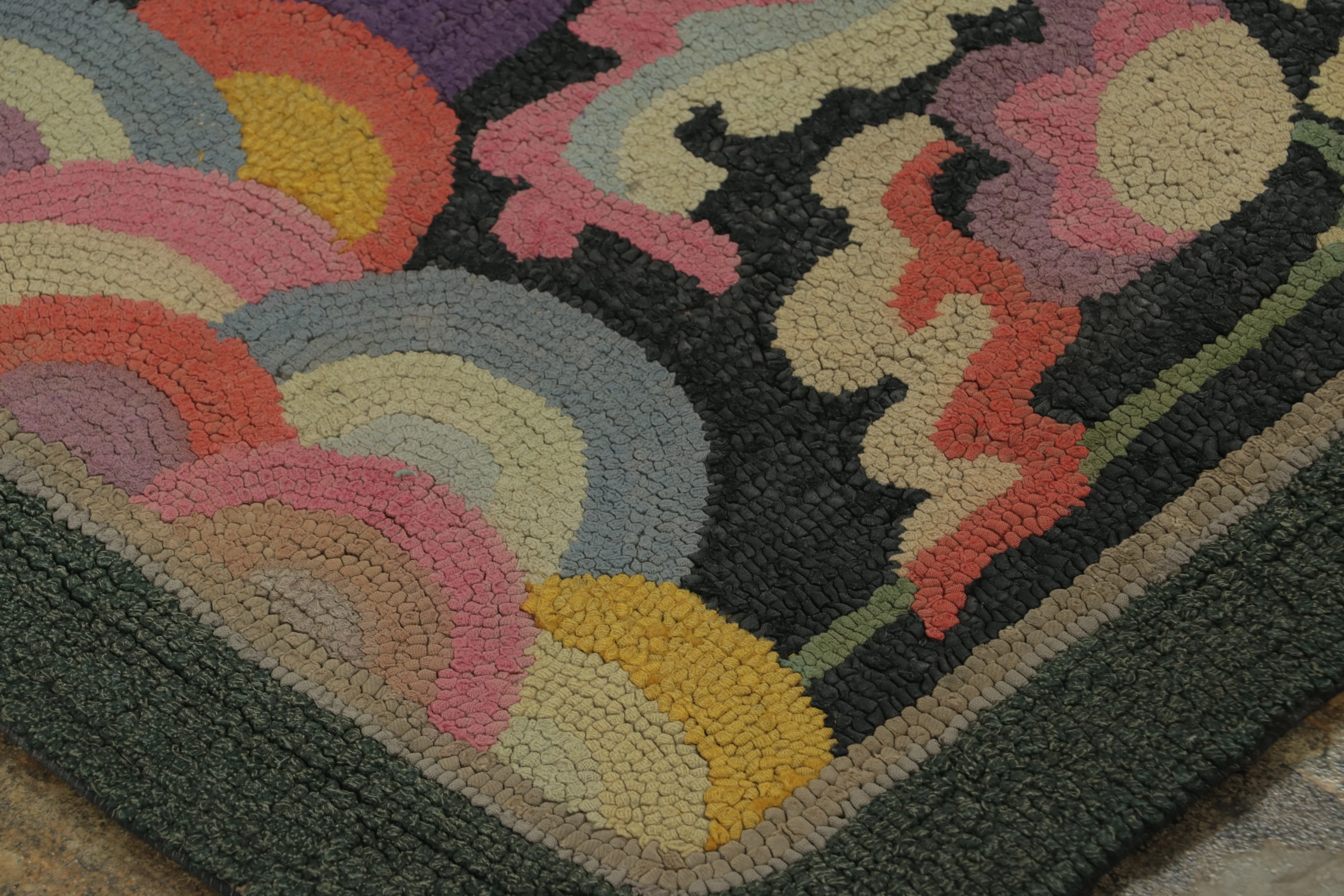 Antique Hooked Floral Rug