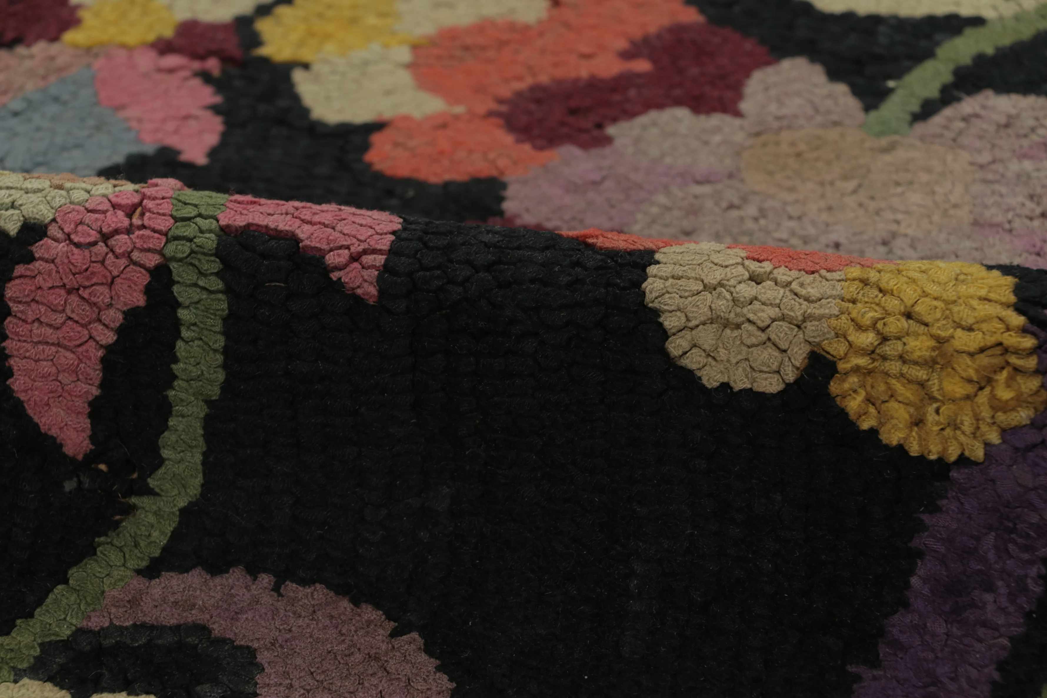 Antique Hooked Floral Rug