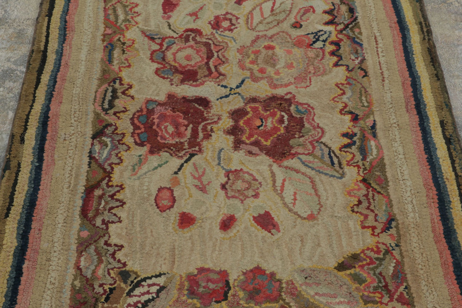 Antique Hooked Floral Runner