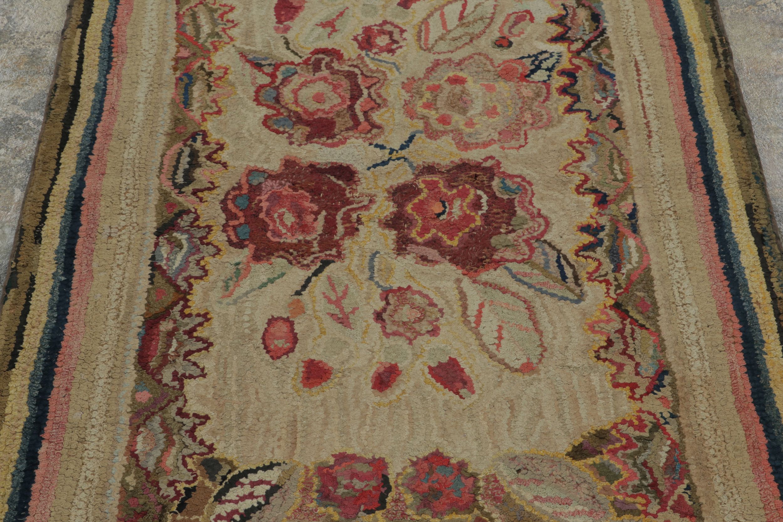 Antique Hooked Floral Runner