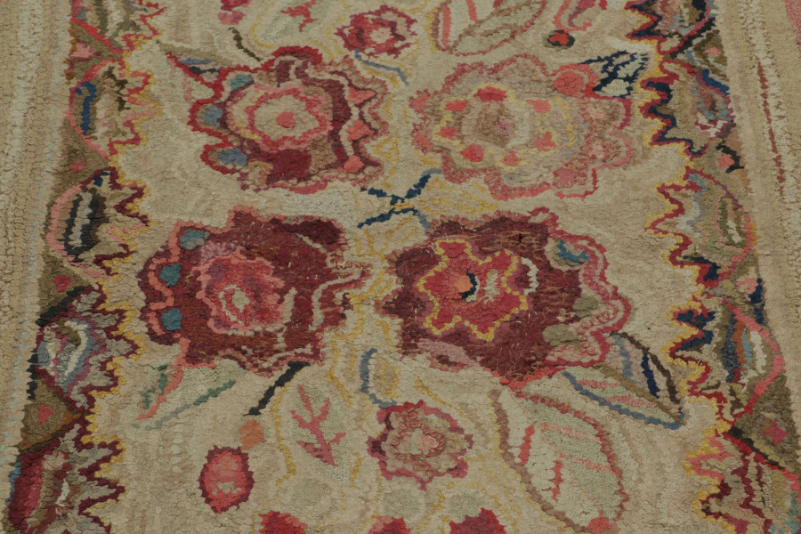 Antique Hooked Floral Runner