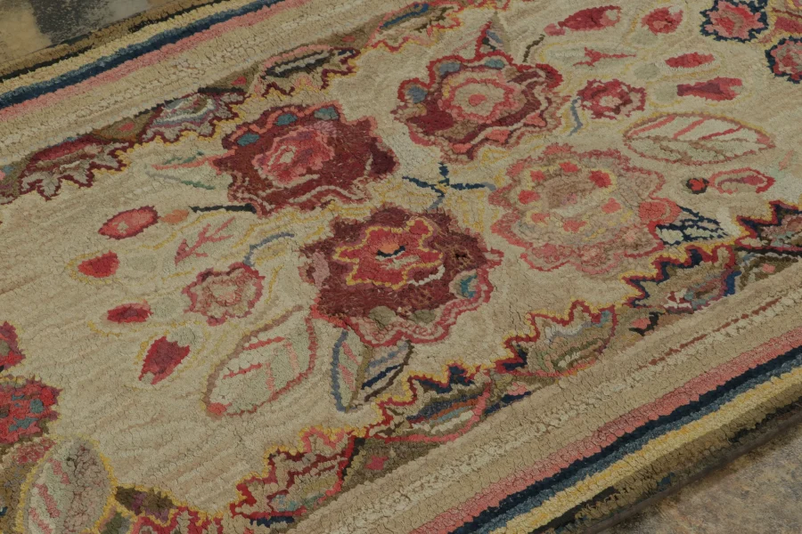 Antique Hooked Floral Runner