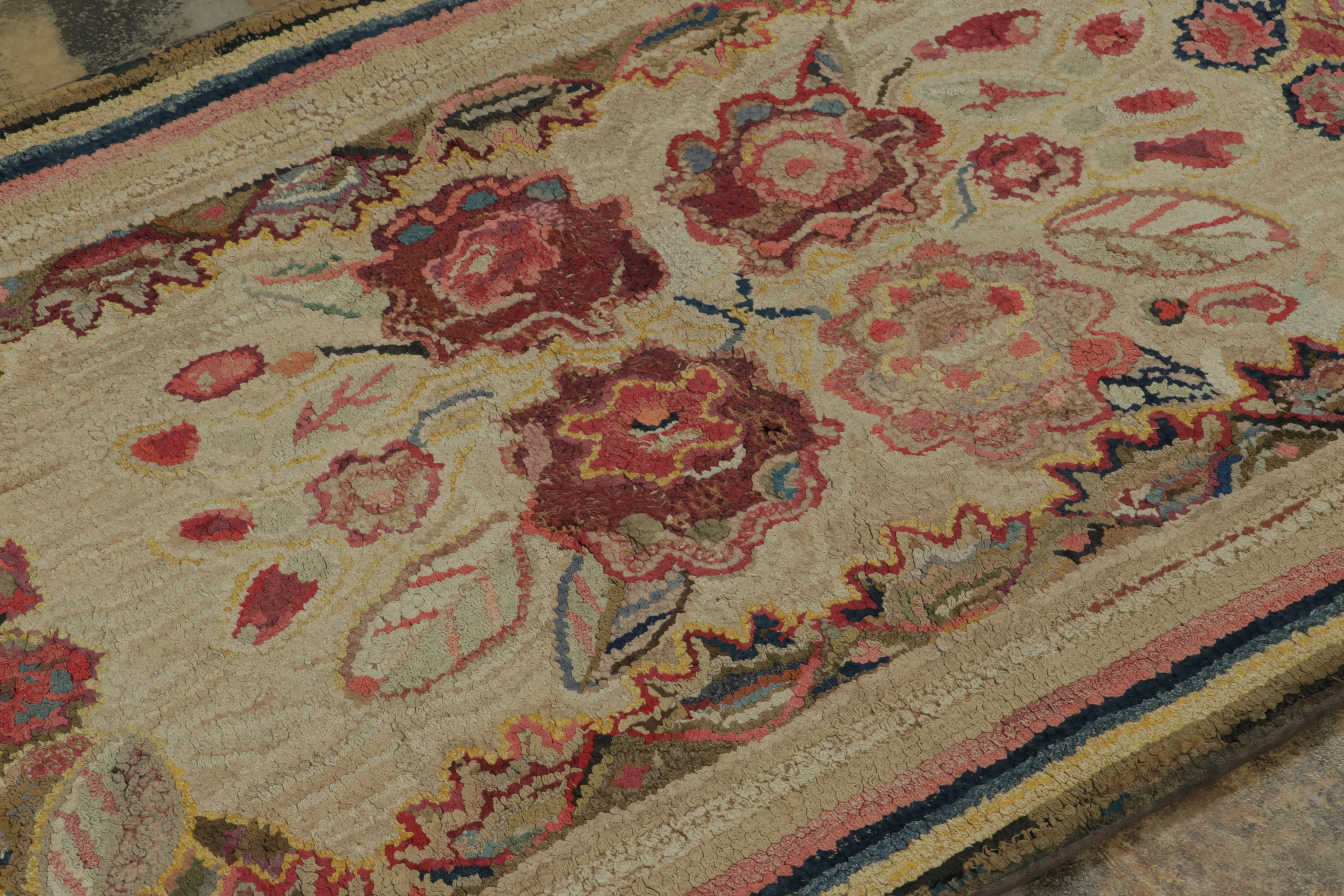 Antique Hooked Floral Runner