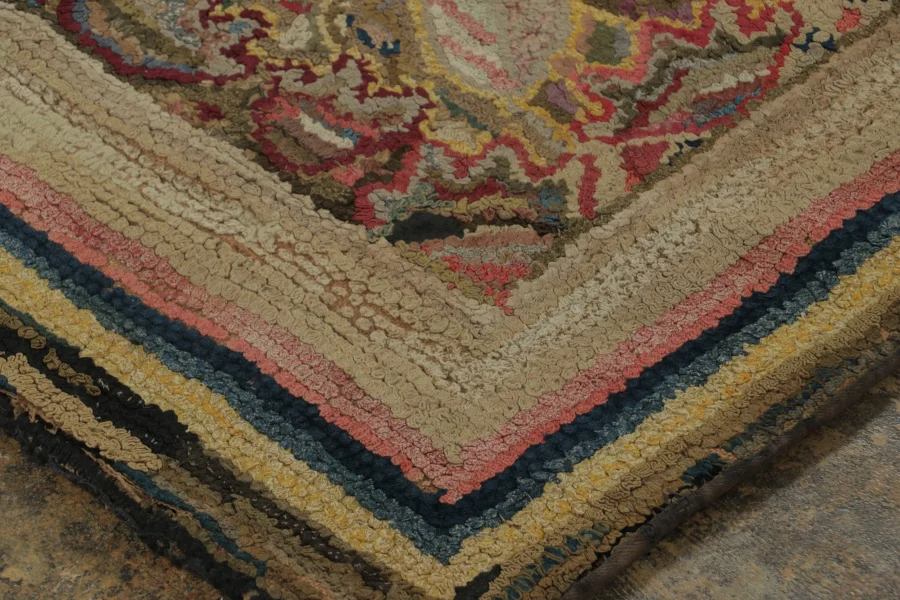 Antique Hooked Floral Runner