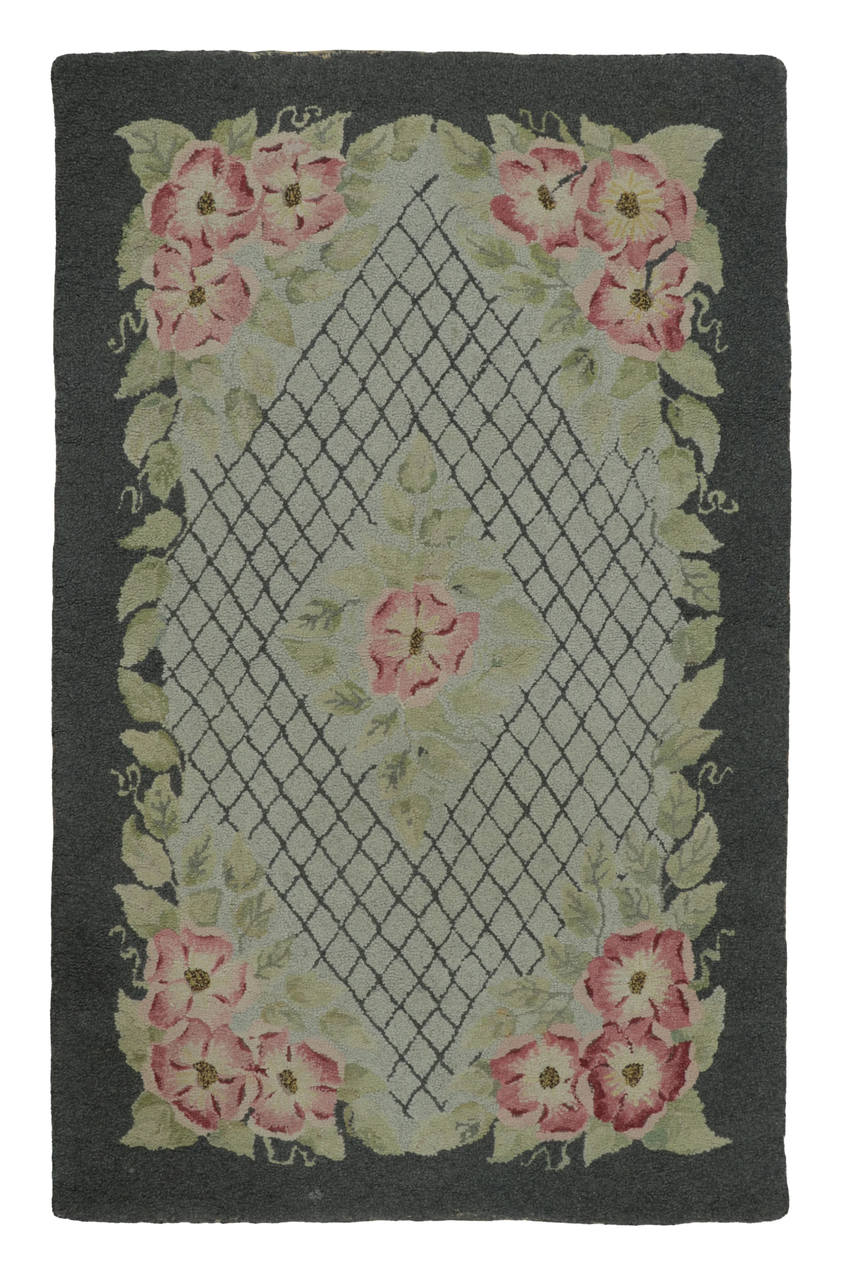 Antique Hooked Floral Rug