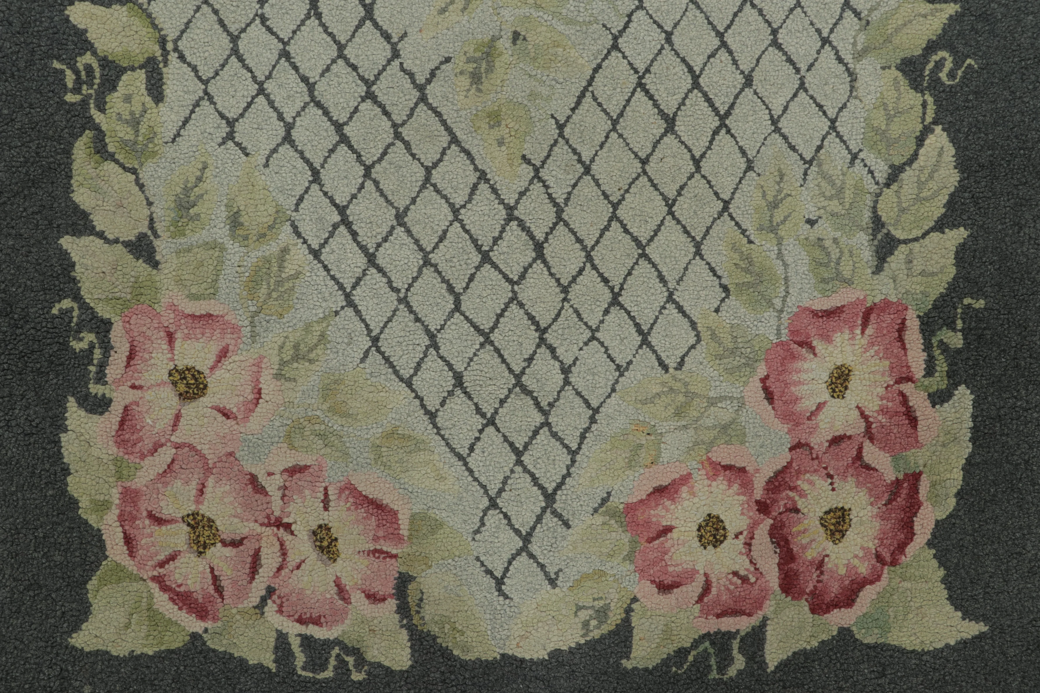 Antique Hooked Floral Rug