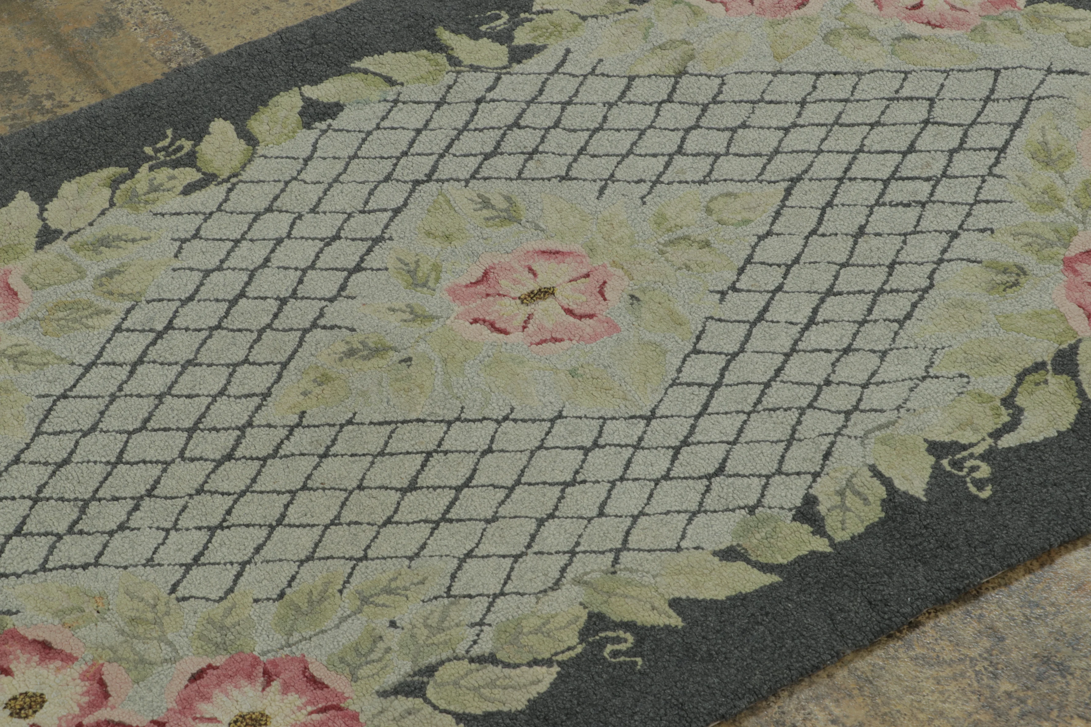 Antique Hooked Floral Rug