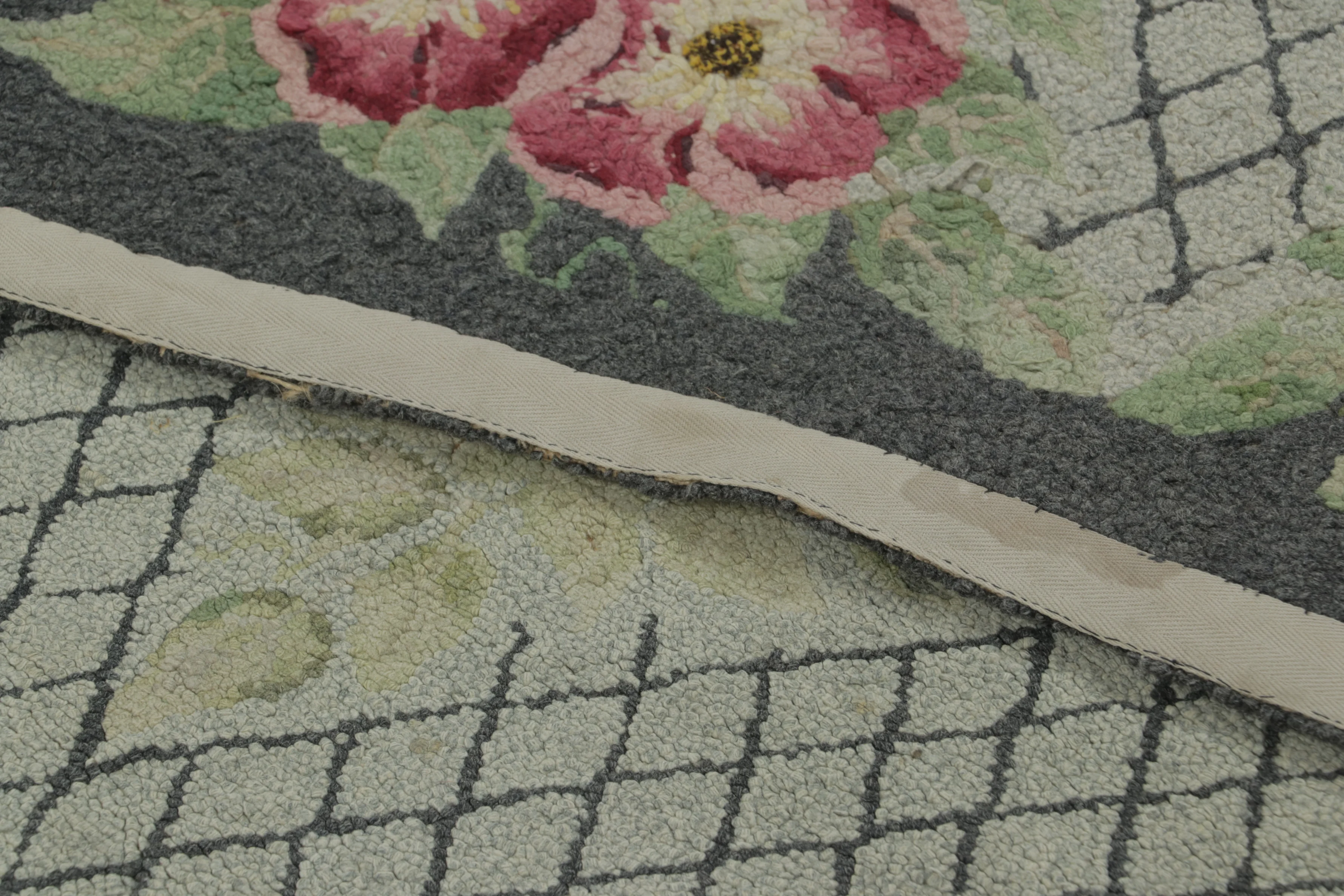 Antique Hooked Floral Rug