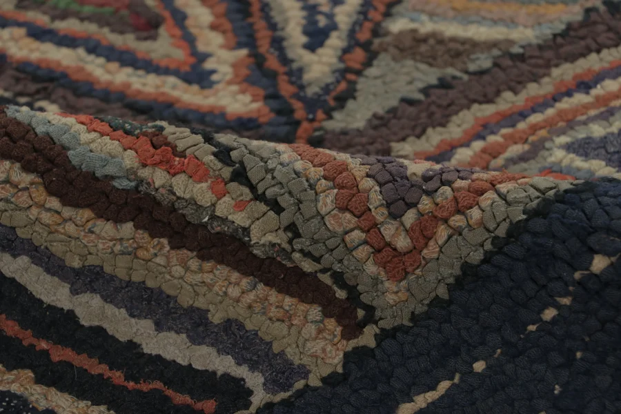 Antique Hooked Geometric Rug