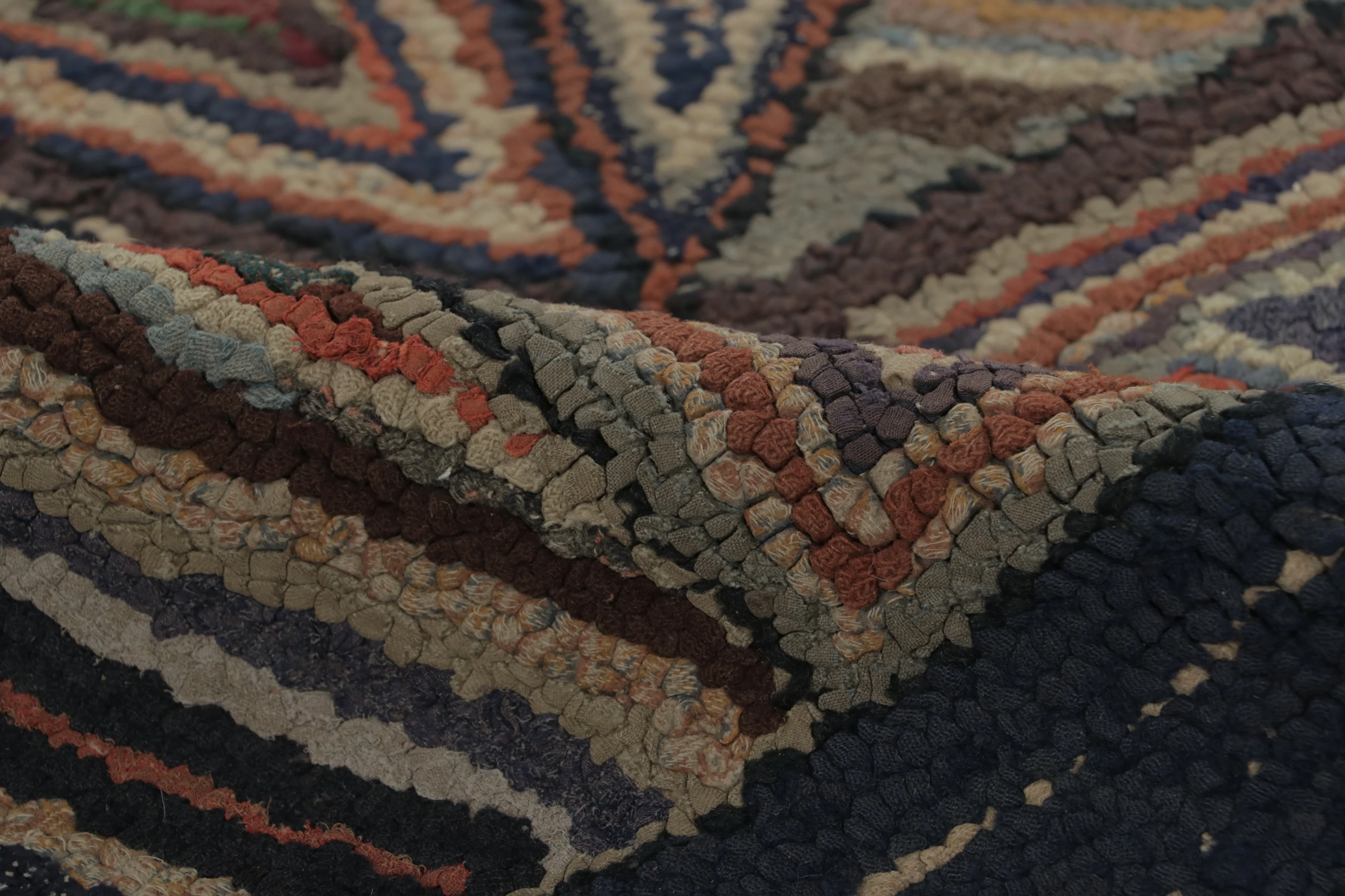 Antique Hooked Geometric Rug