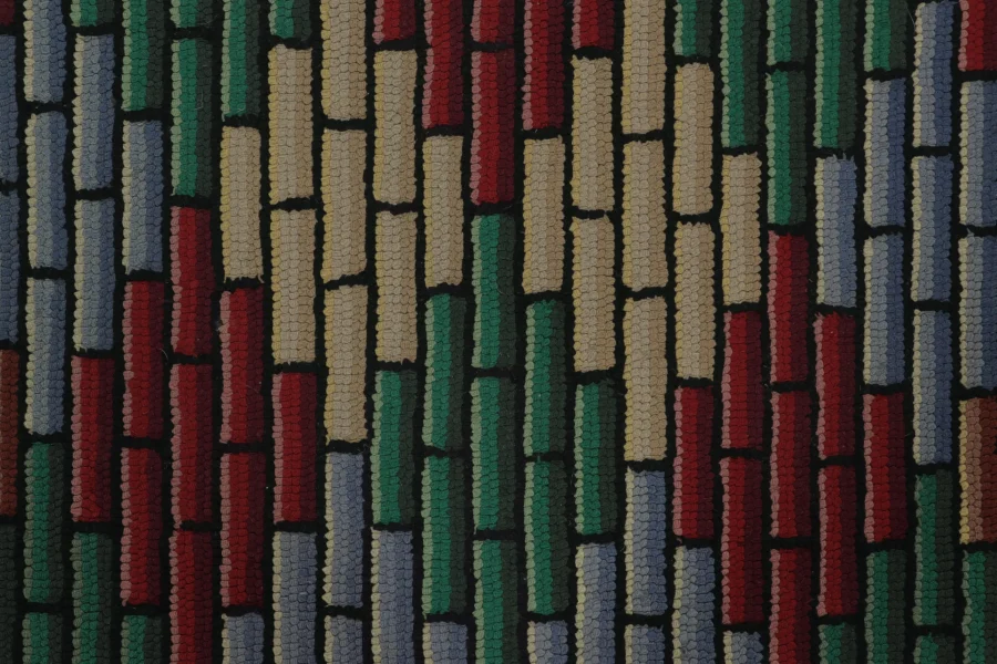 Antique Gift-Sized Hooked Geometric Rug