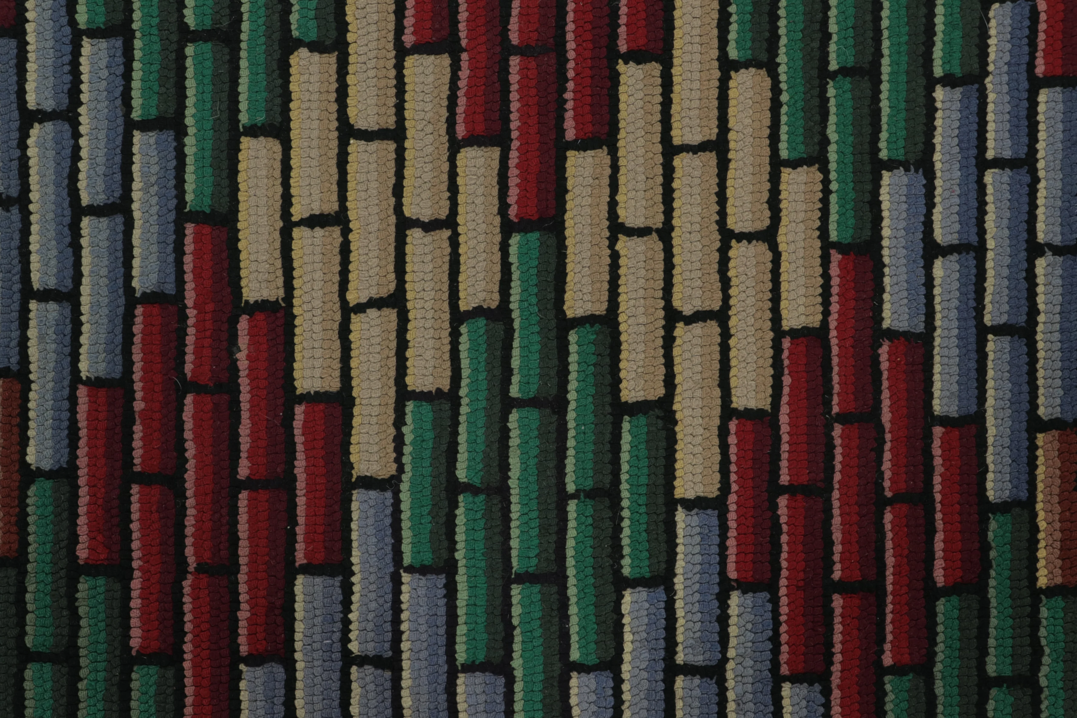 Antique Gift-Sized Hooked Geometric Rug