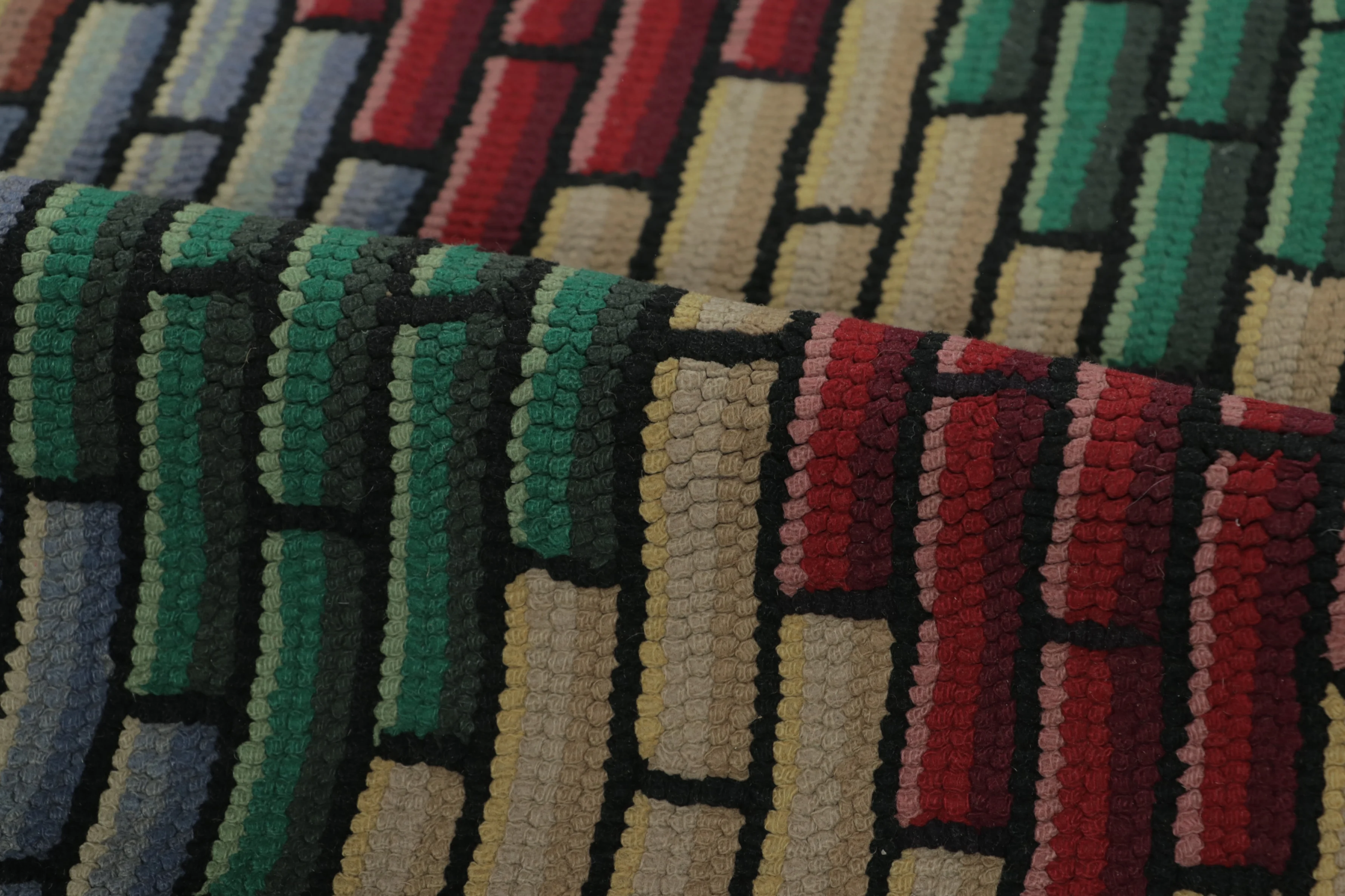 Antique Gift-Sized Hooked Geometric Rug