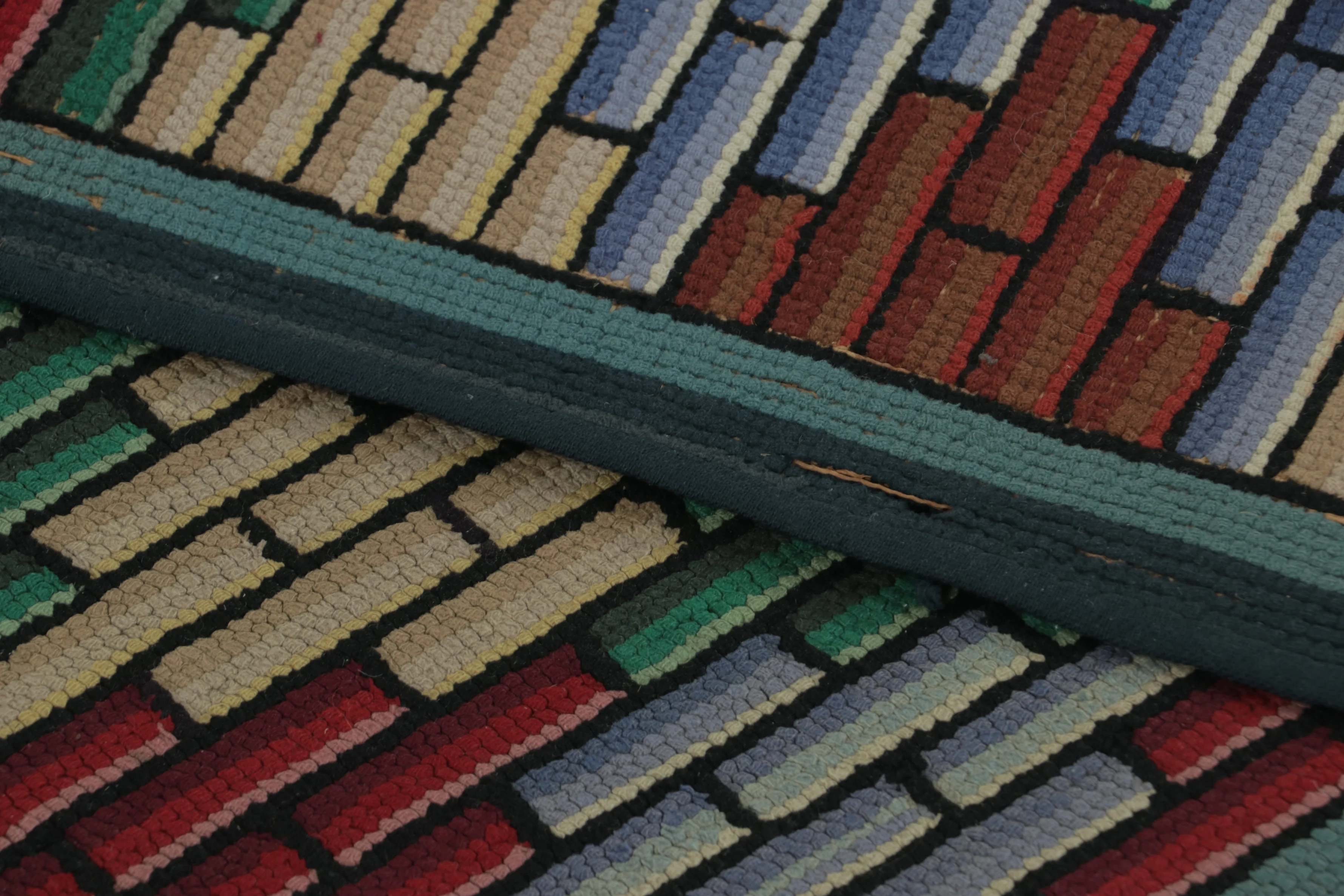 Antique Gift-Sized Hooked Geometric Rug
