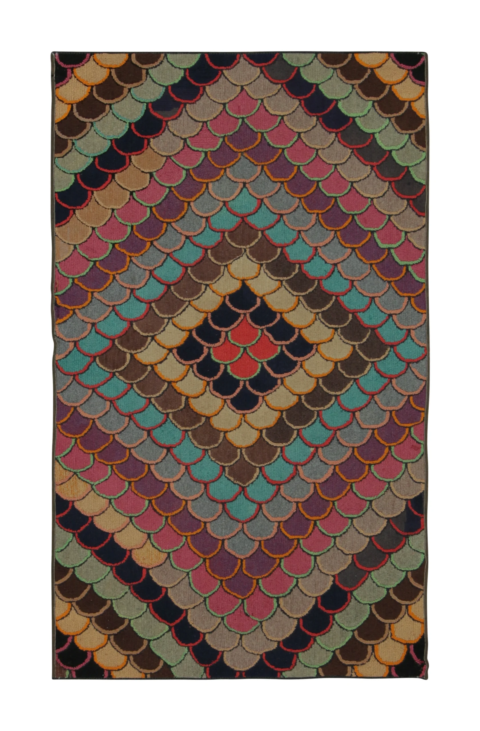 Antique Hooked Geometric Rug