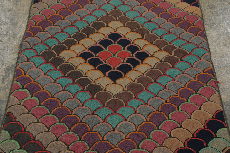 Antique Hooked Geometric Rug