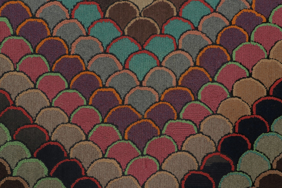 Antique Hooked Geometric Rug