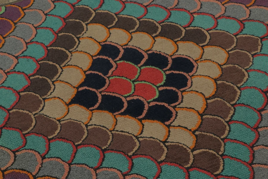 Antique Hooked Geometric Rug