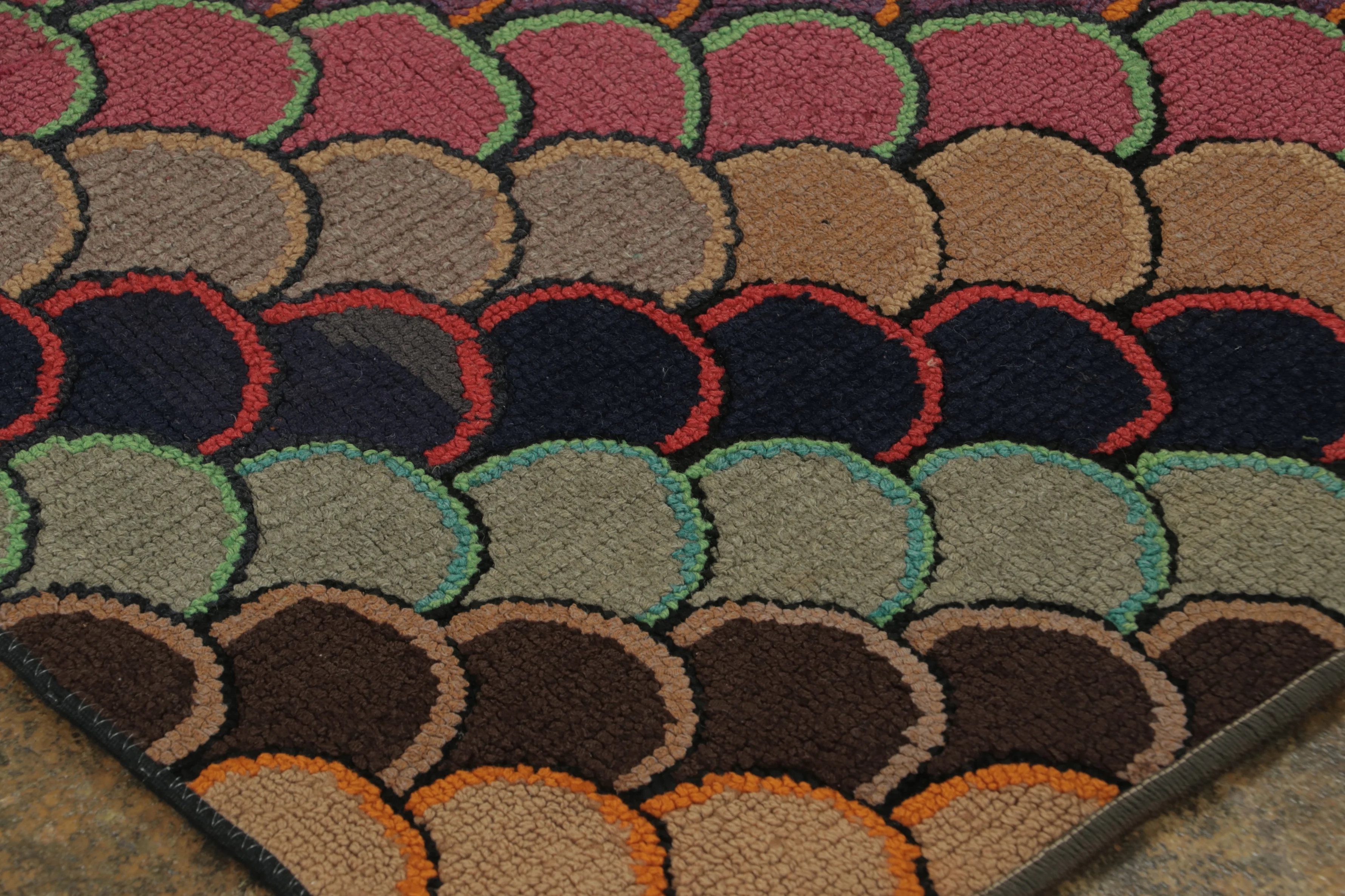 Antique Hooked Geometric Rug