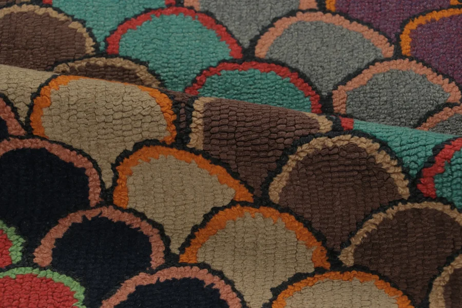 Antique Hooked Geometric Rug