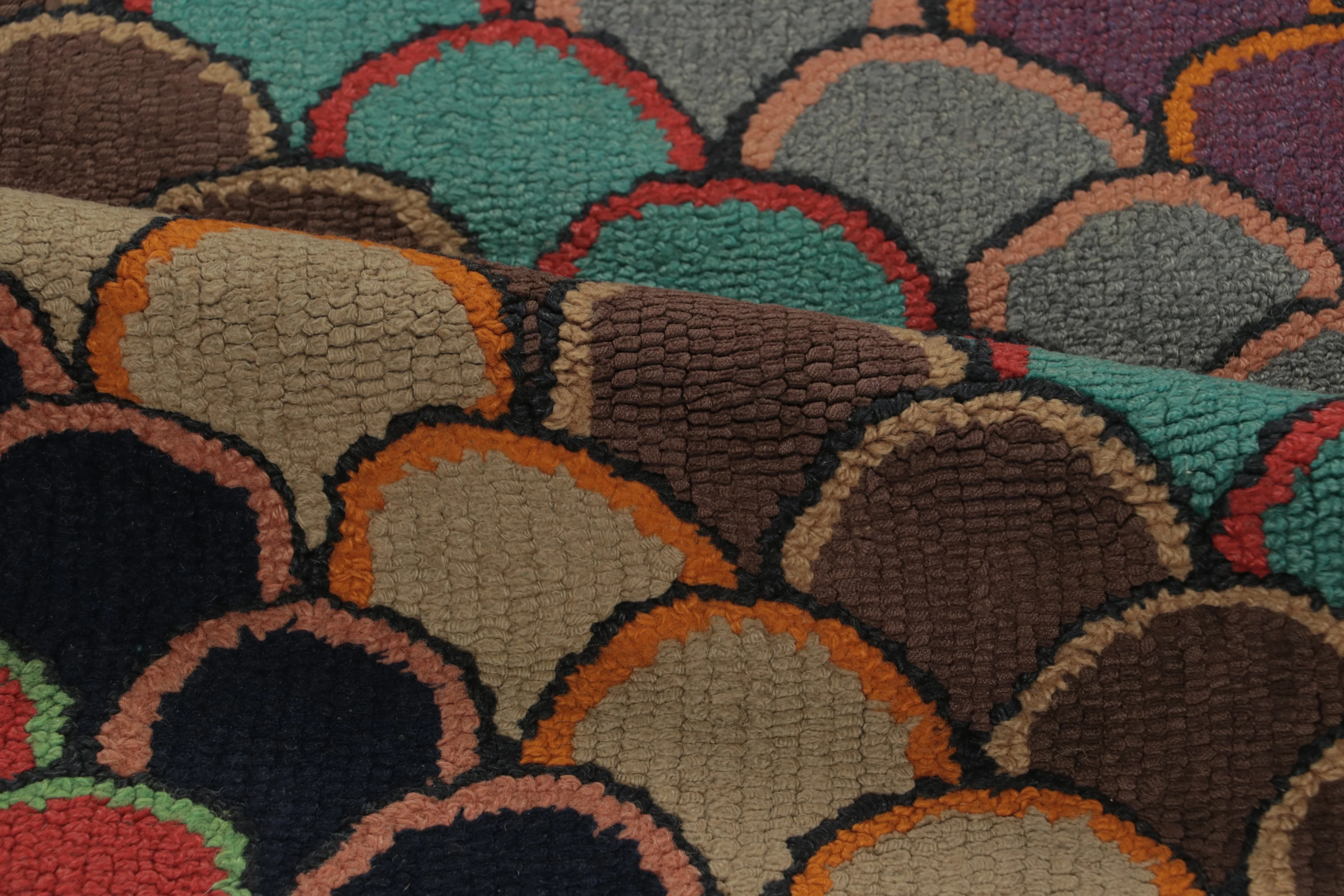 Antique Hooked Geometric Rug