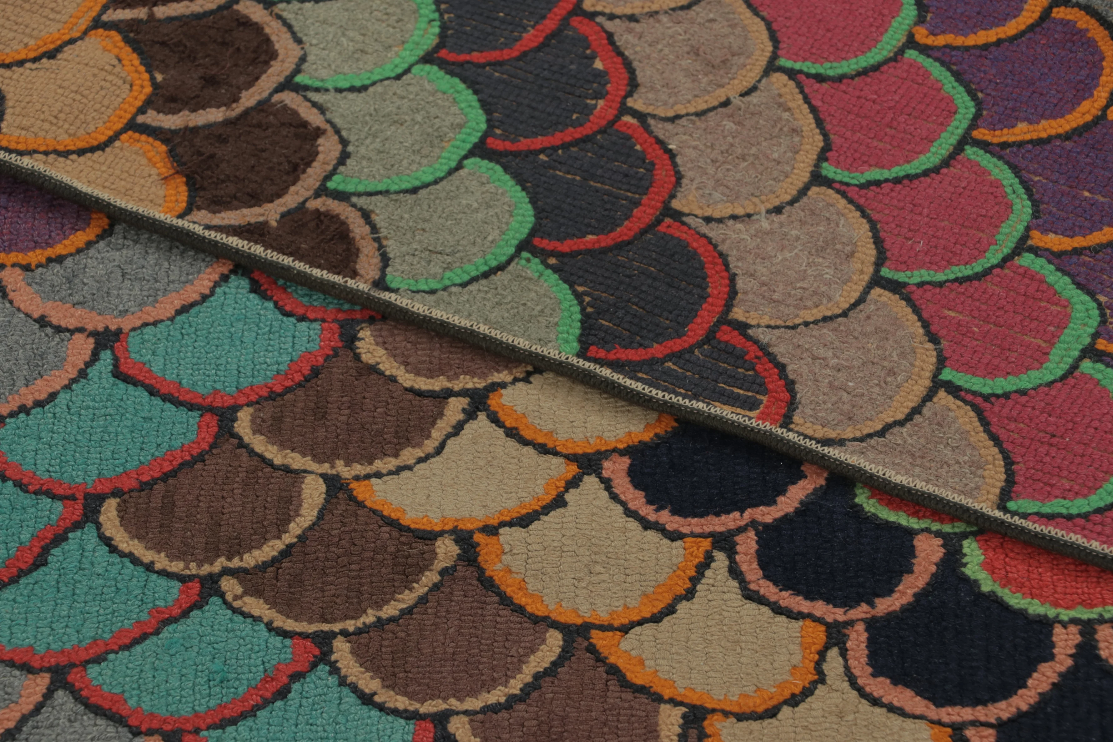 Antique Hooked Geometric Rug