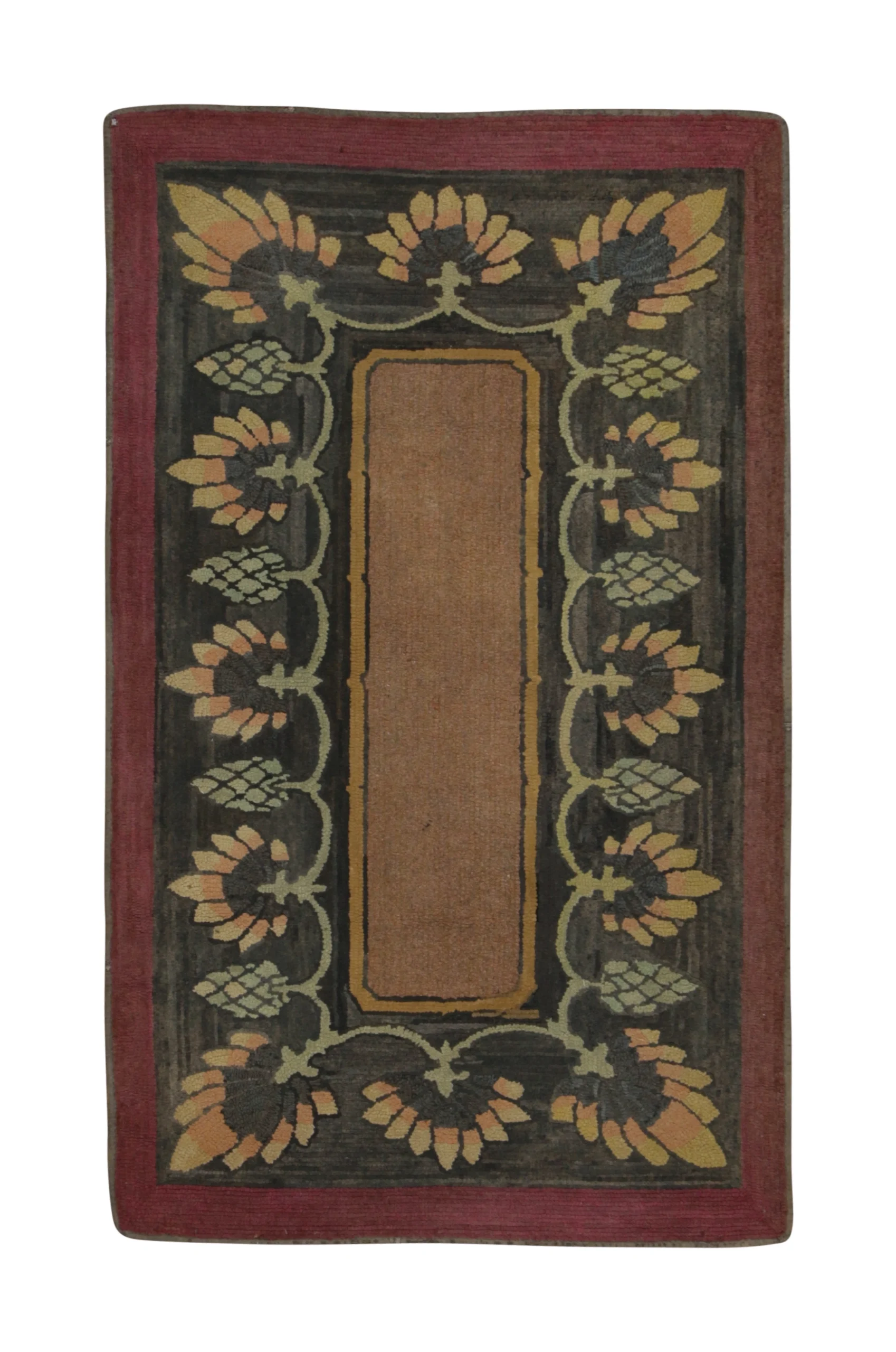 Antique Hooked Floral Rug