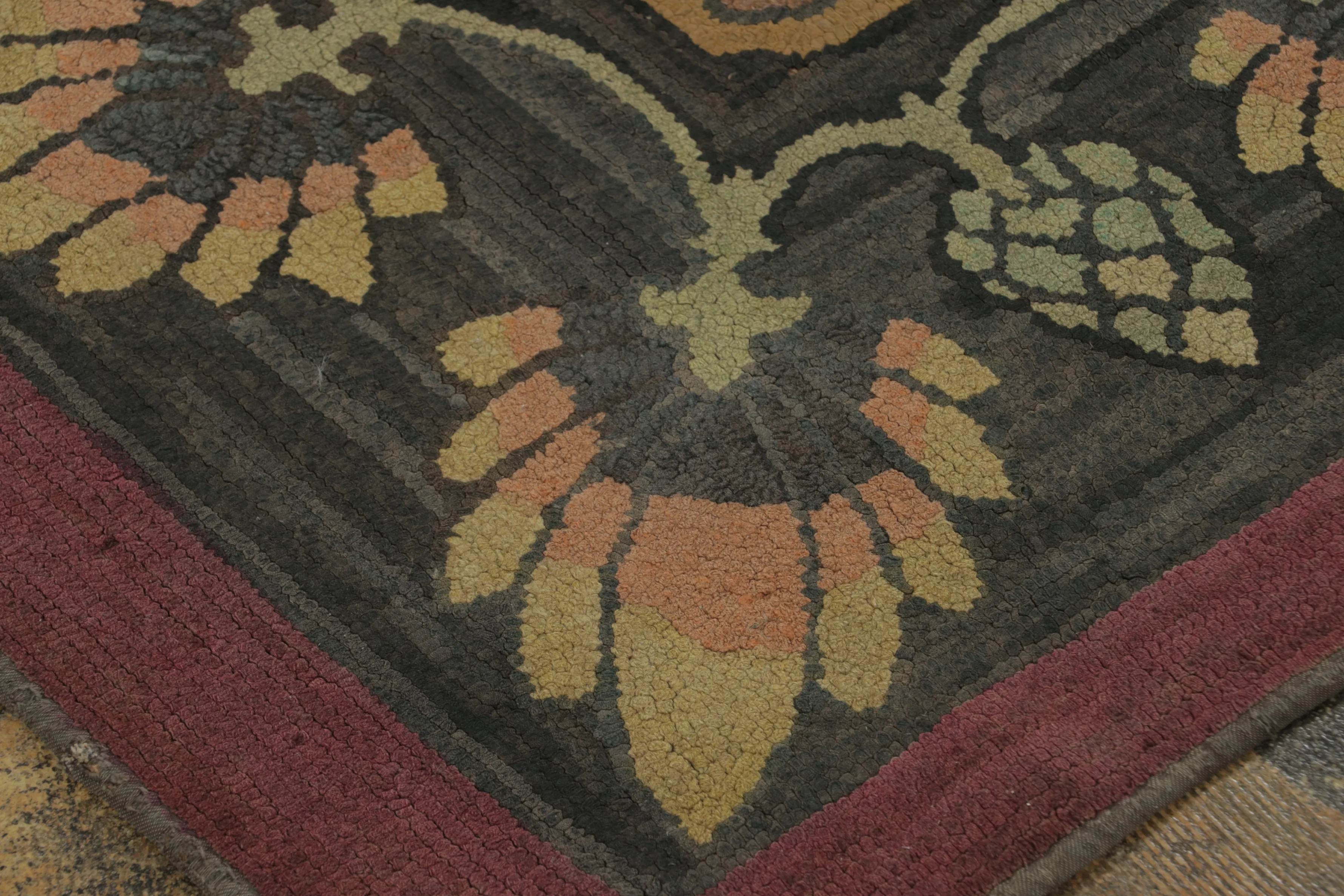 Antique Hooked Floral Rug