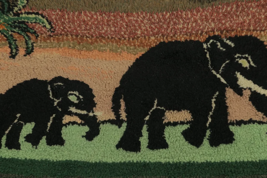 Antique Hooked Pictorial Rug