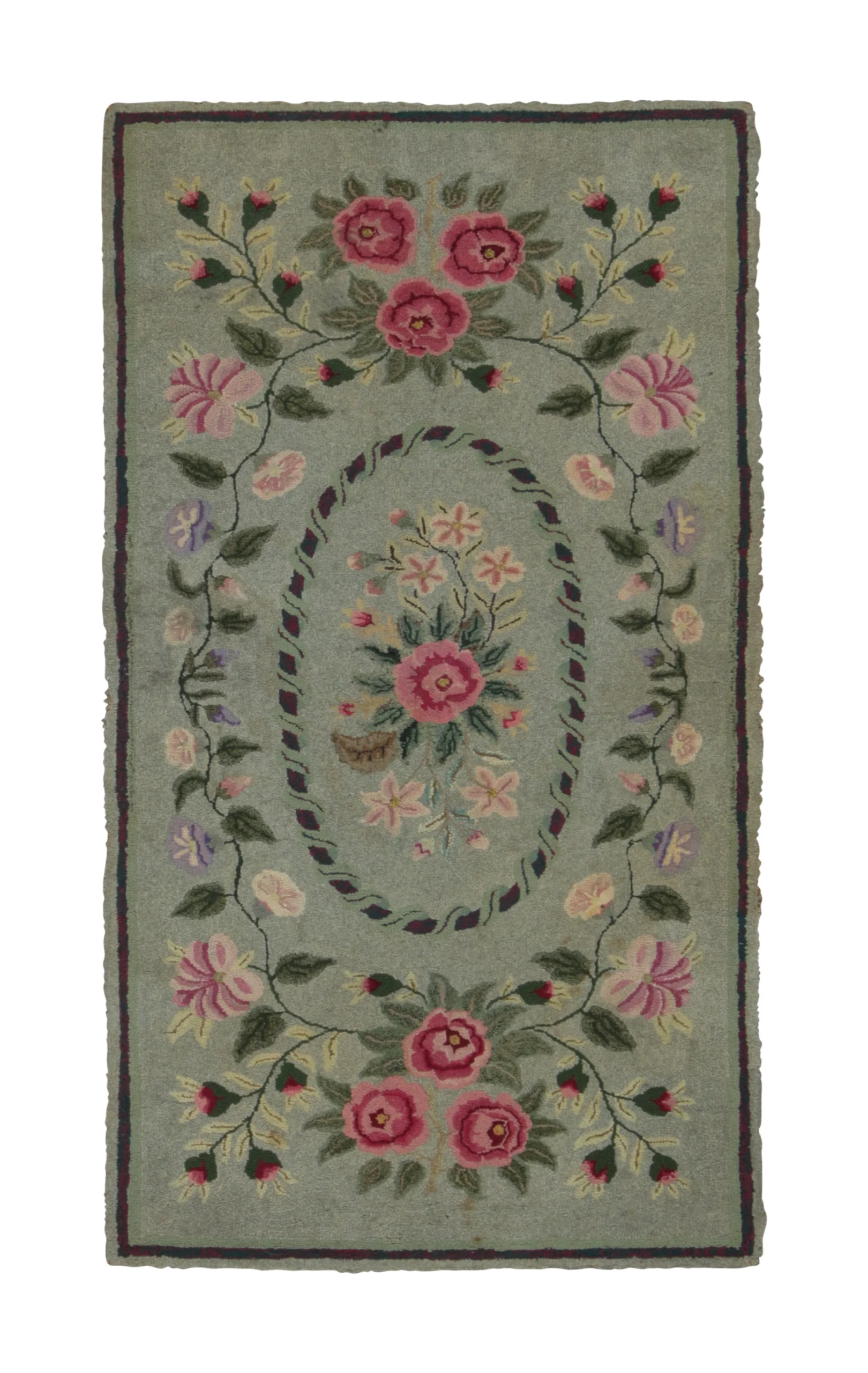 Antique Hooked Floral Rug