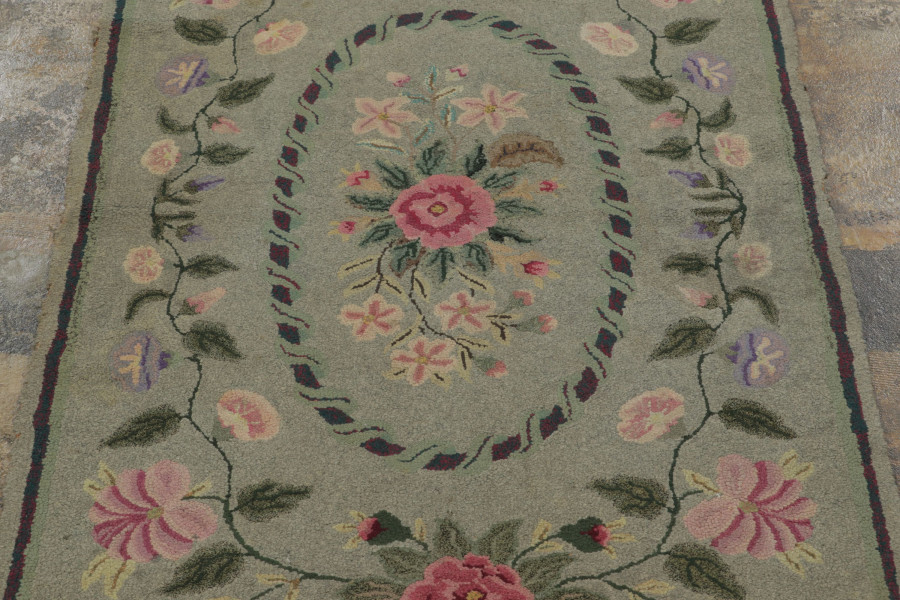 Antique Hooked Floral Rug