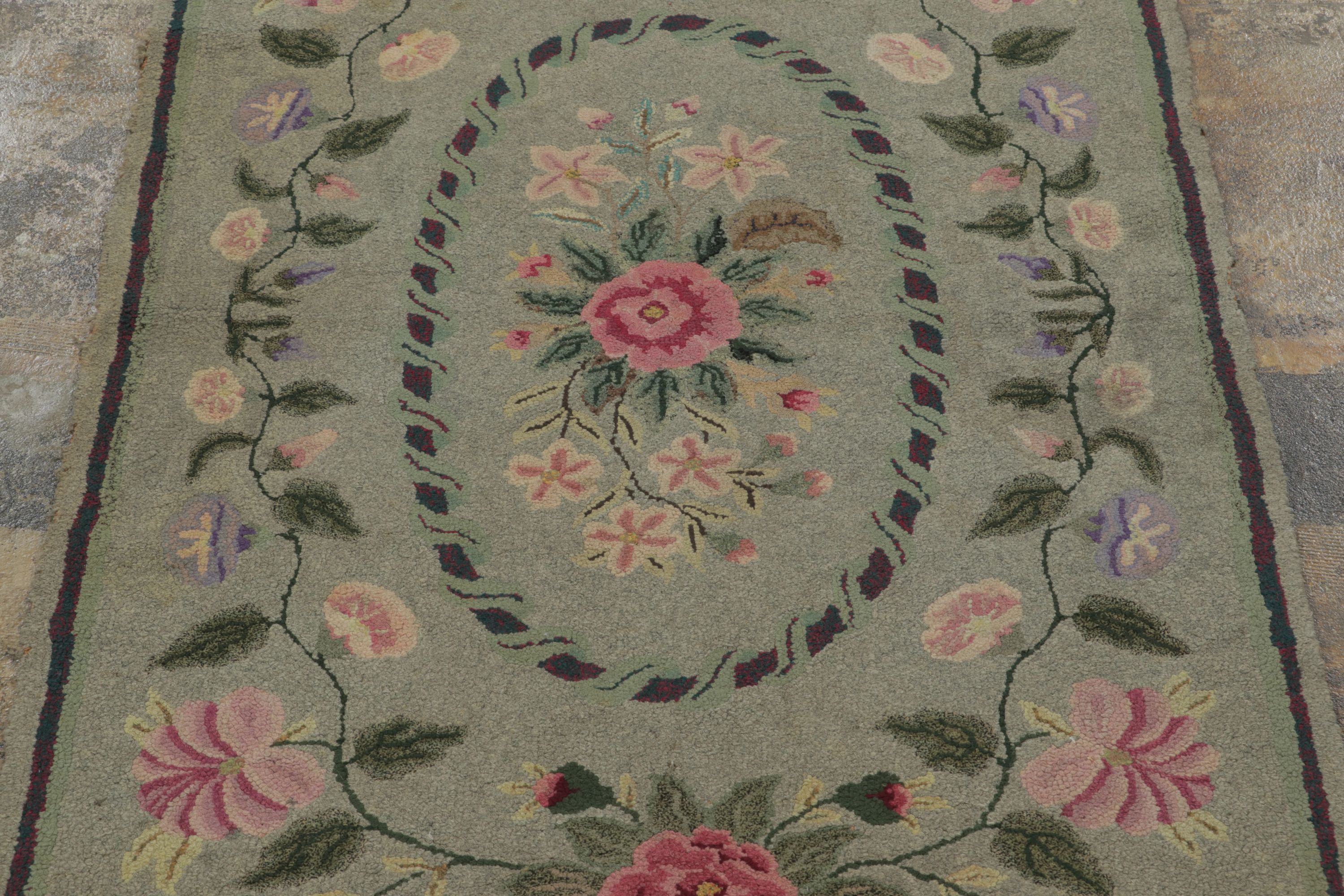 Antique Hooked Floral Rug