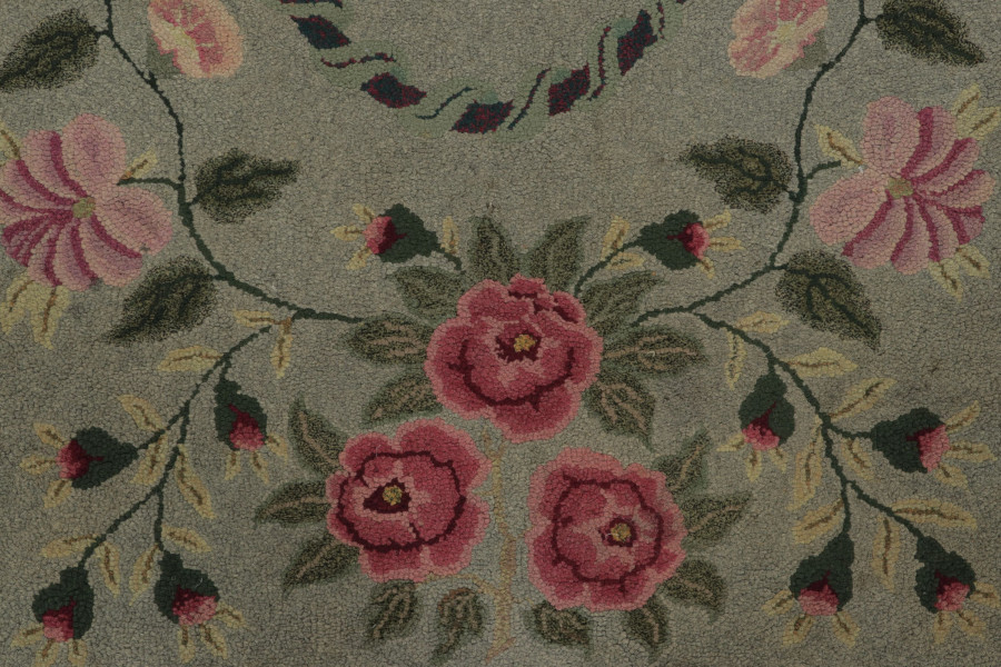 Antique Hooked Floral Rug