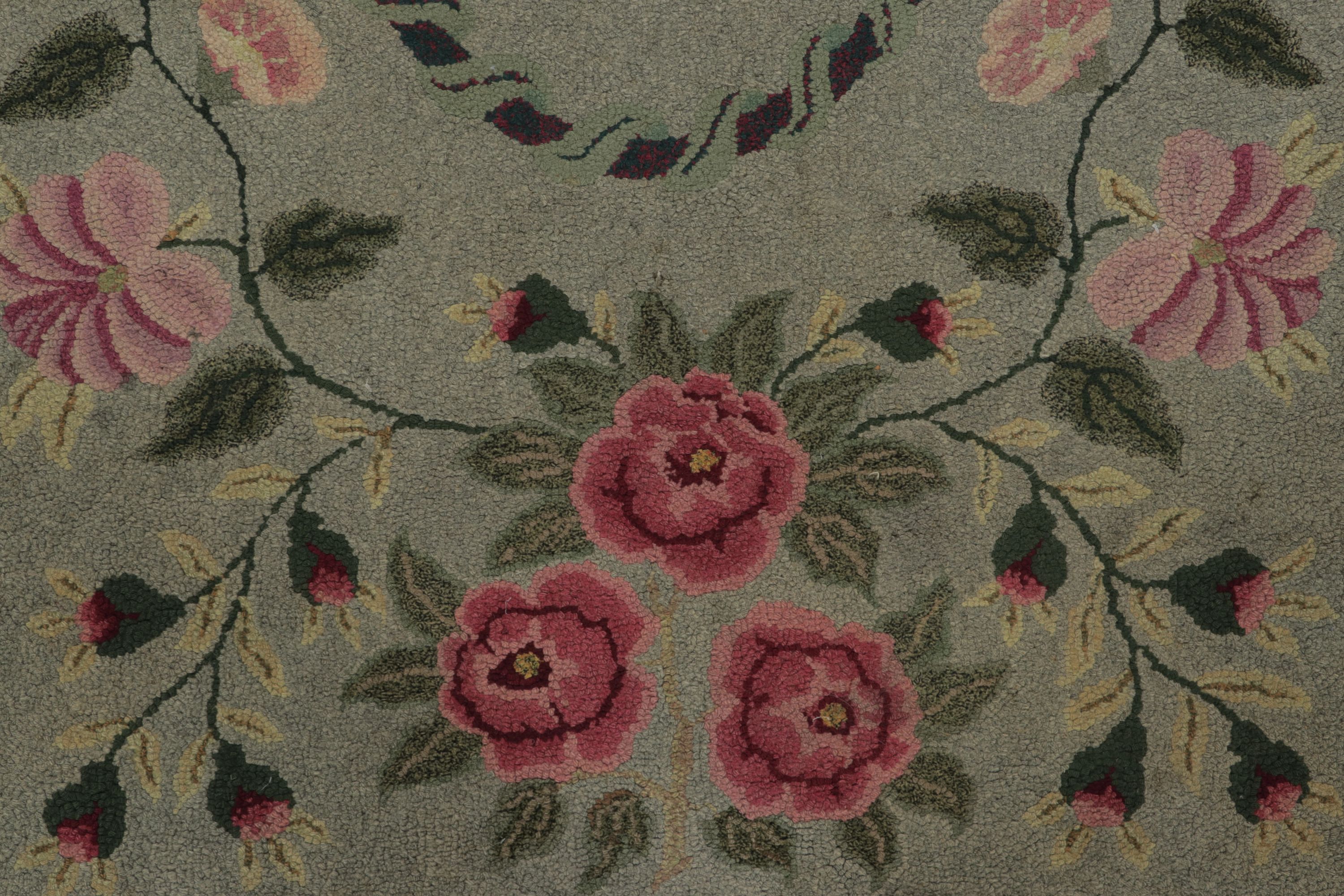 Antique Hooked Floral Rug