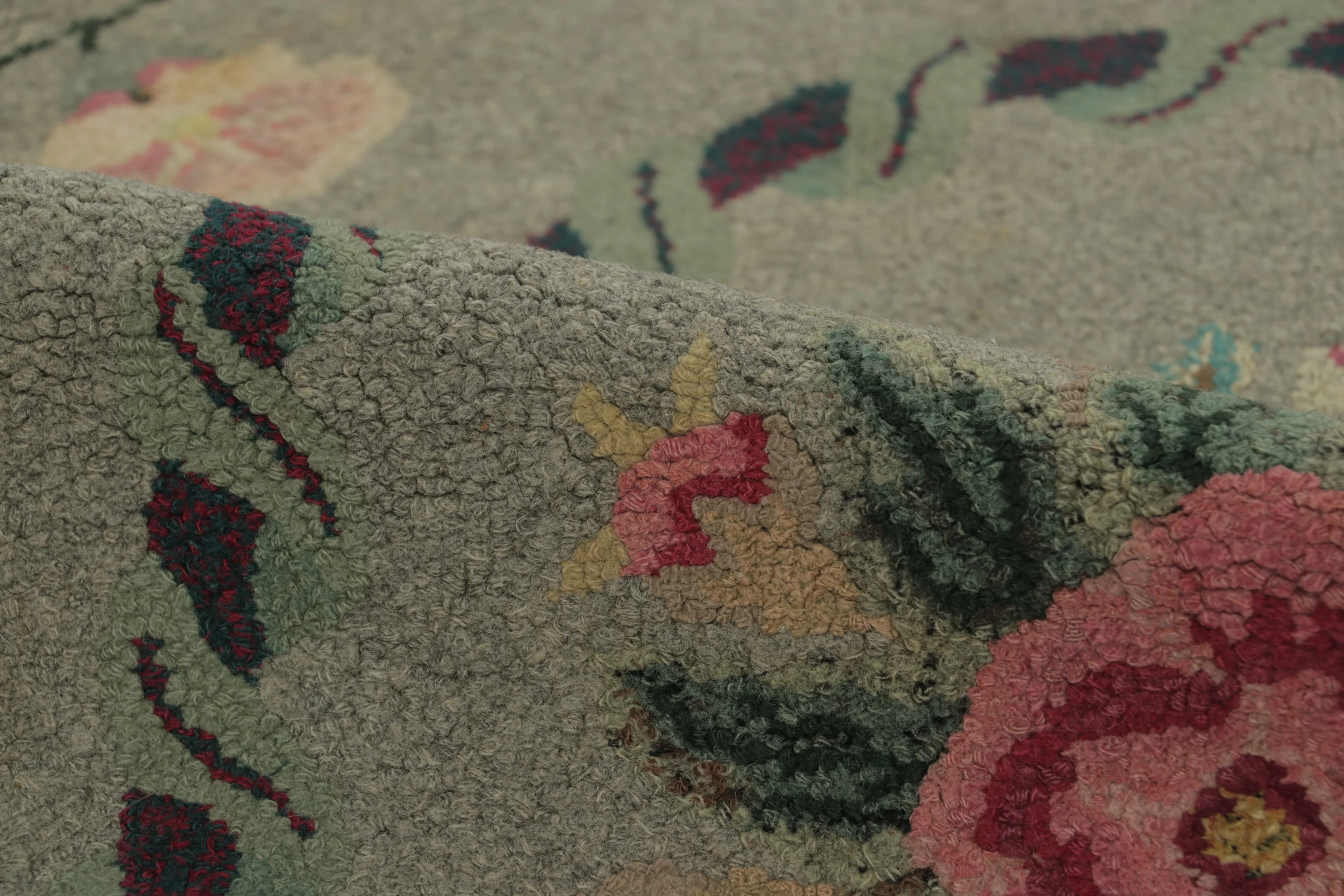 Antique Hooked Floral Rug