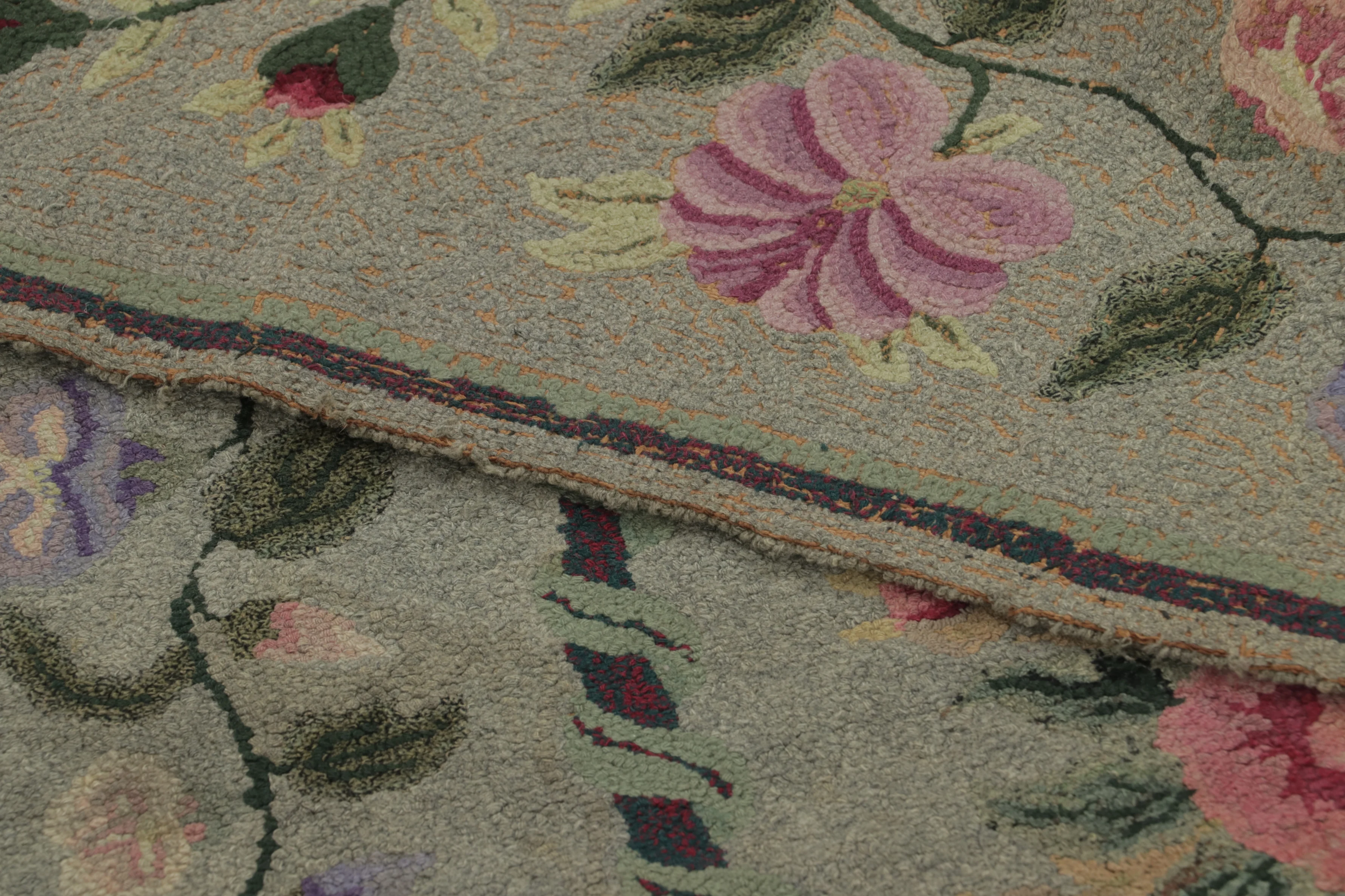 Antique Hooked Floral Rug