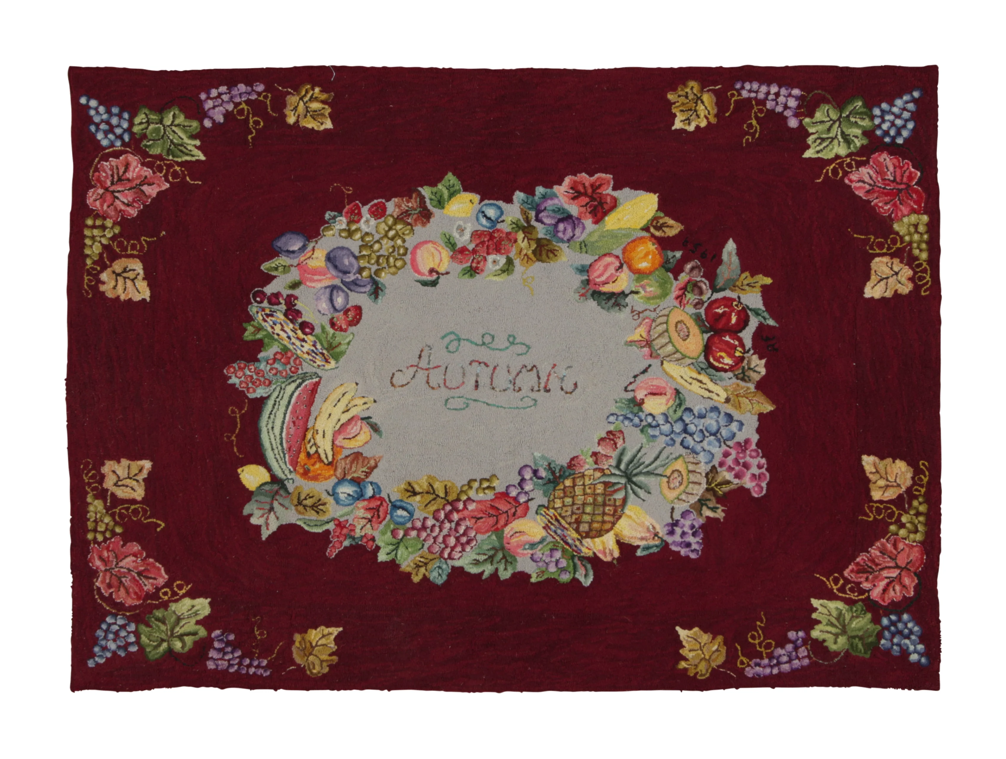Antique Hooked Floral Rug
