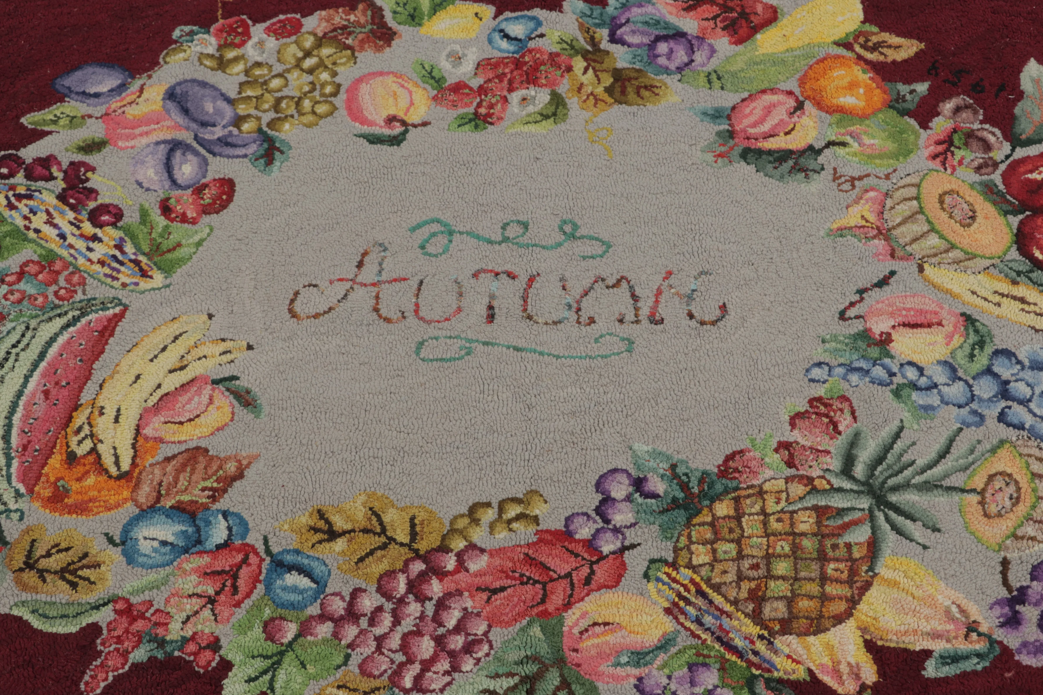 Antique Hooked Floral Rug