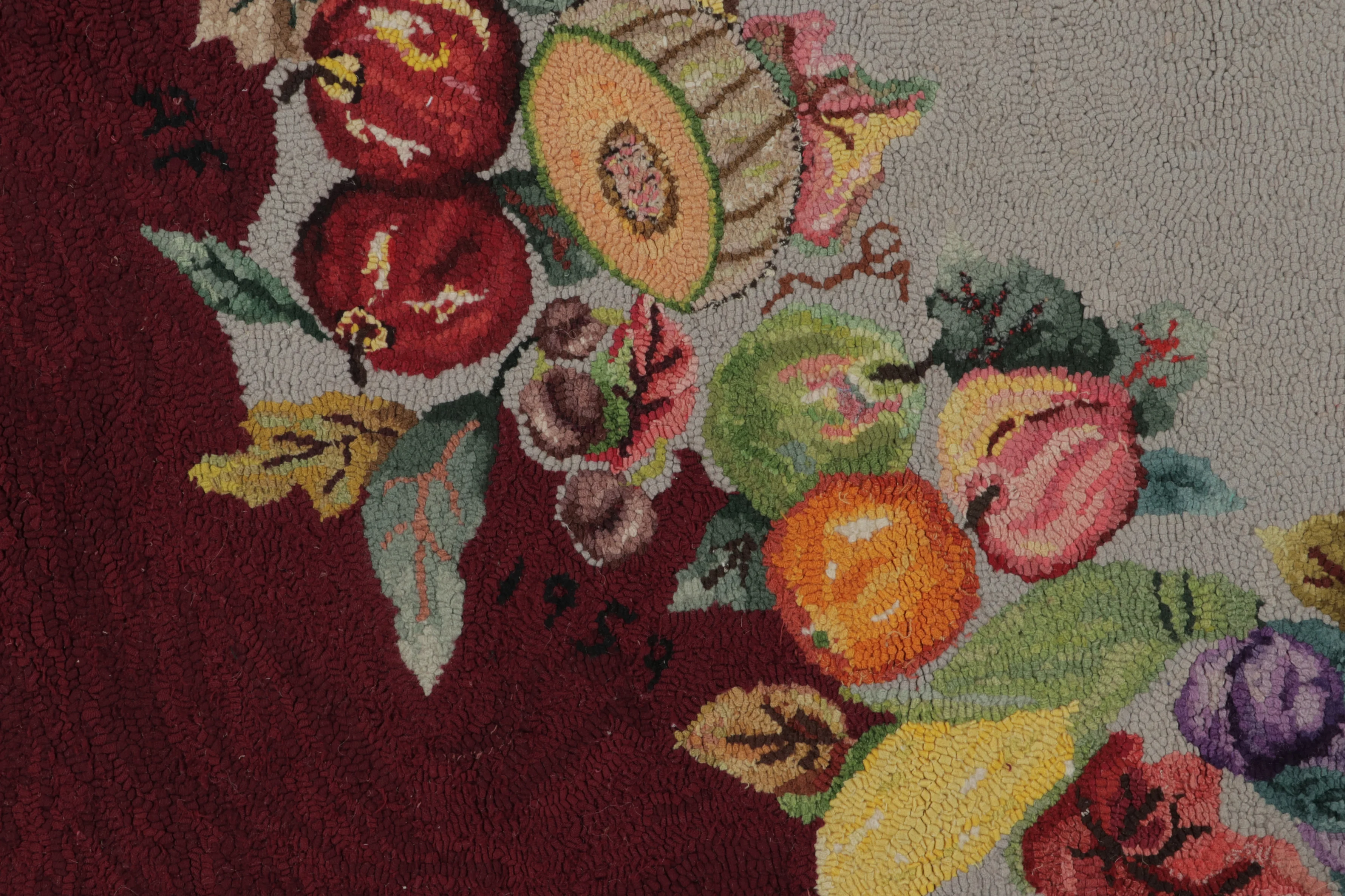 Antique Hooked Floral Rug