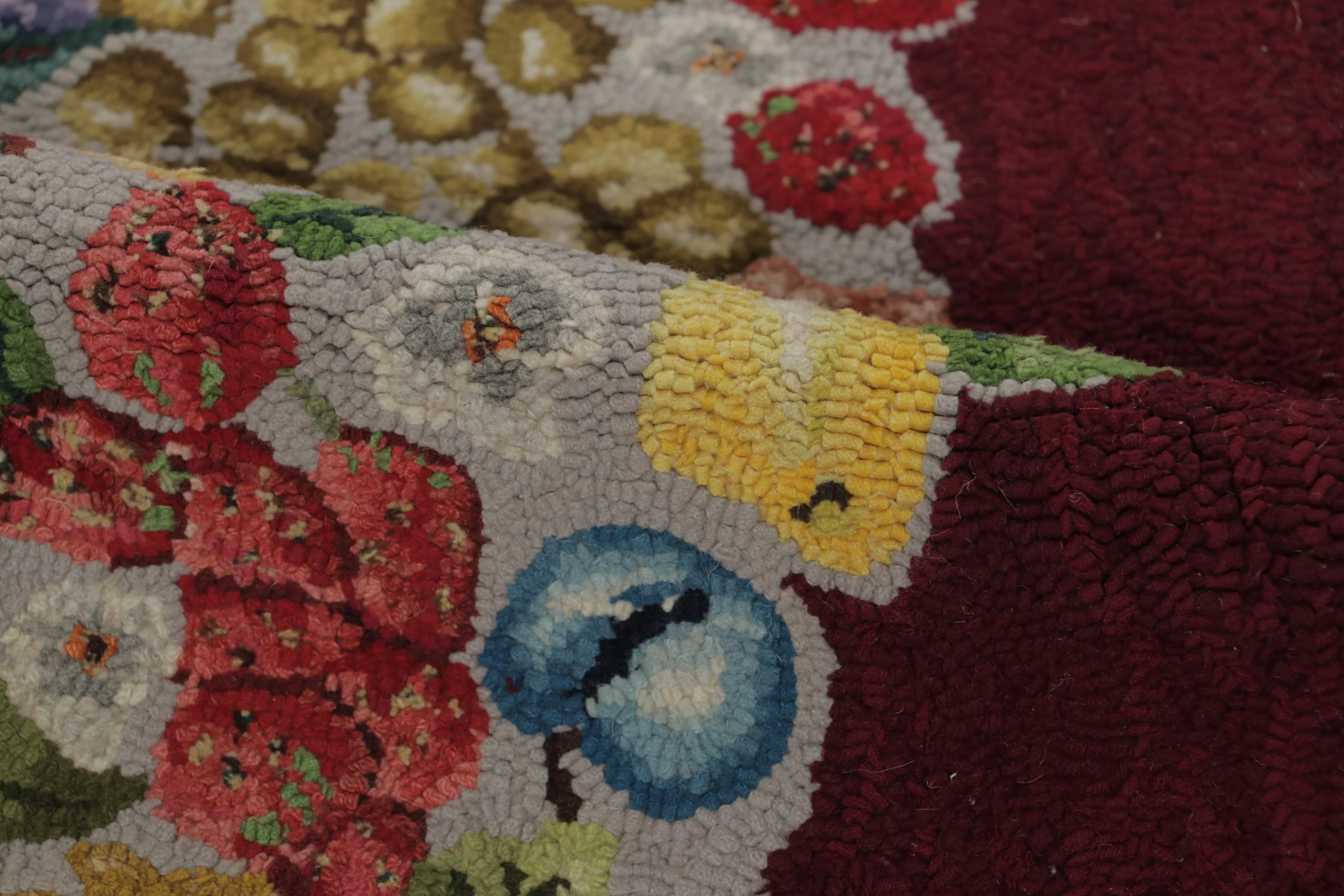 Antique Hooked Floral Rug
