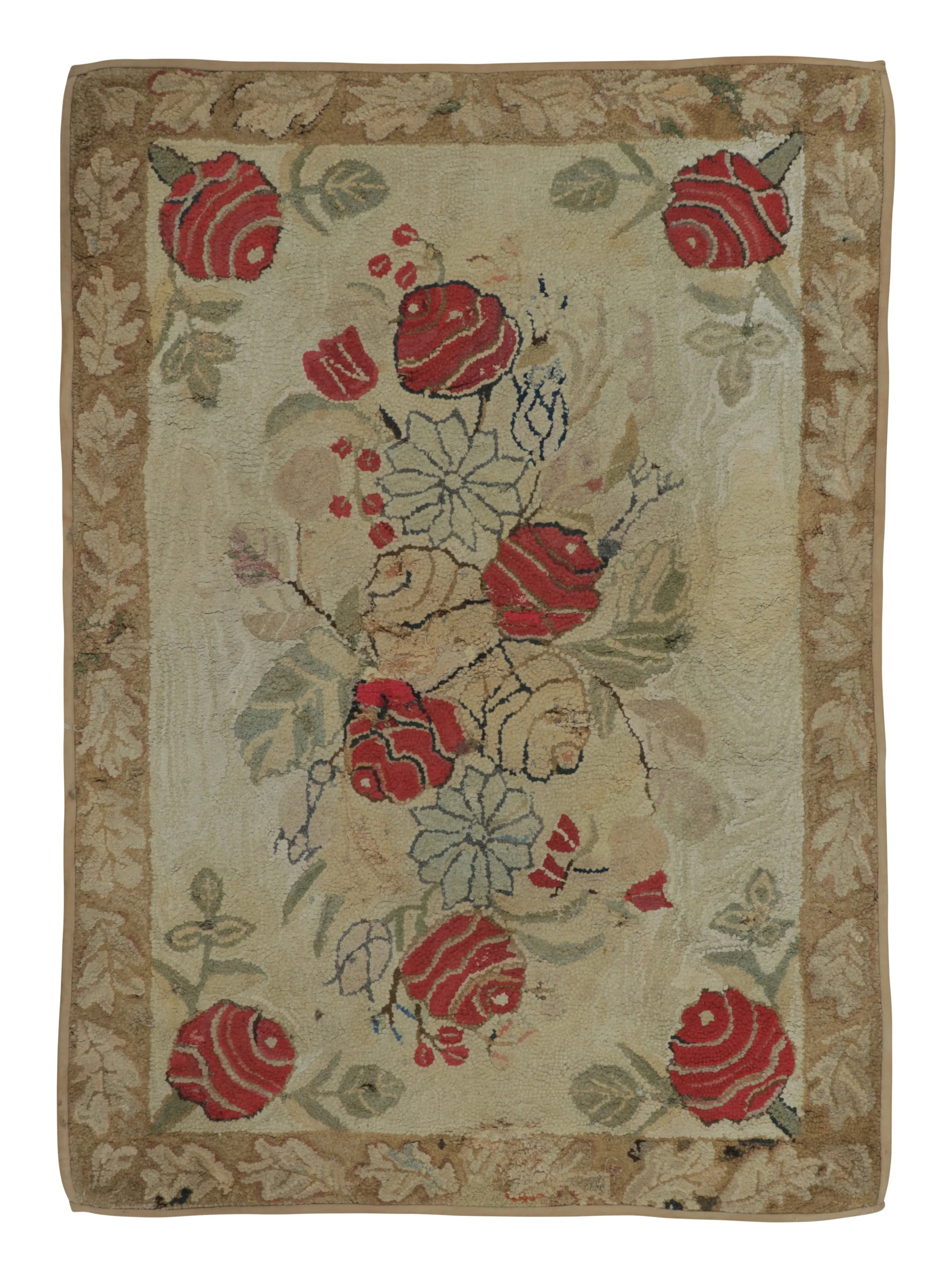 Antique Hooked Floral Rug